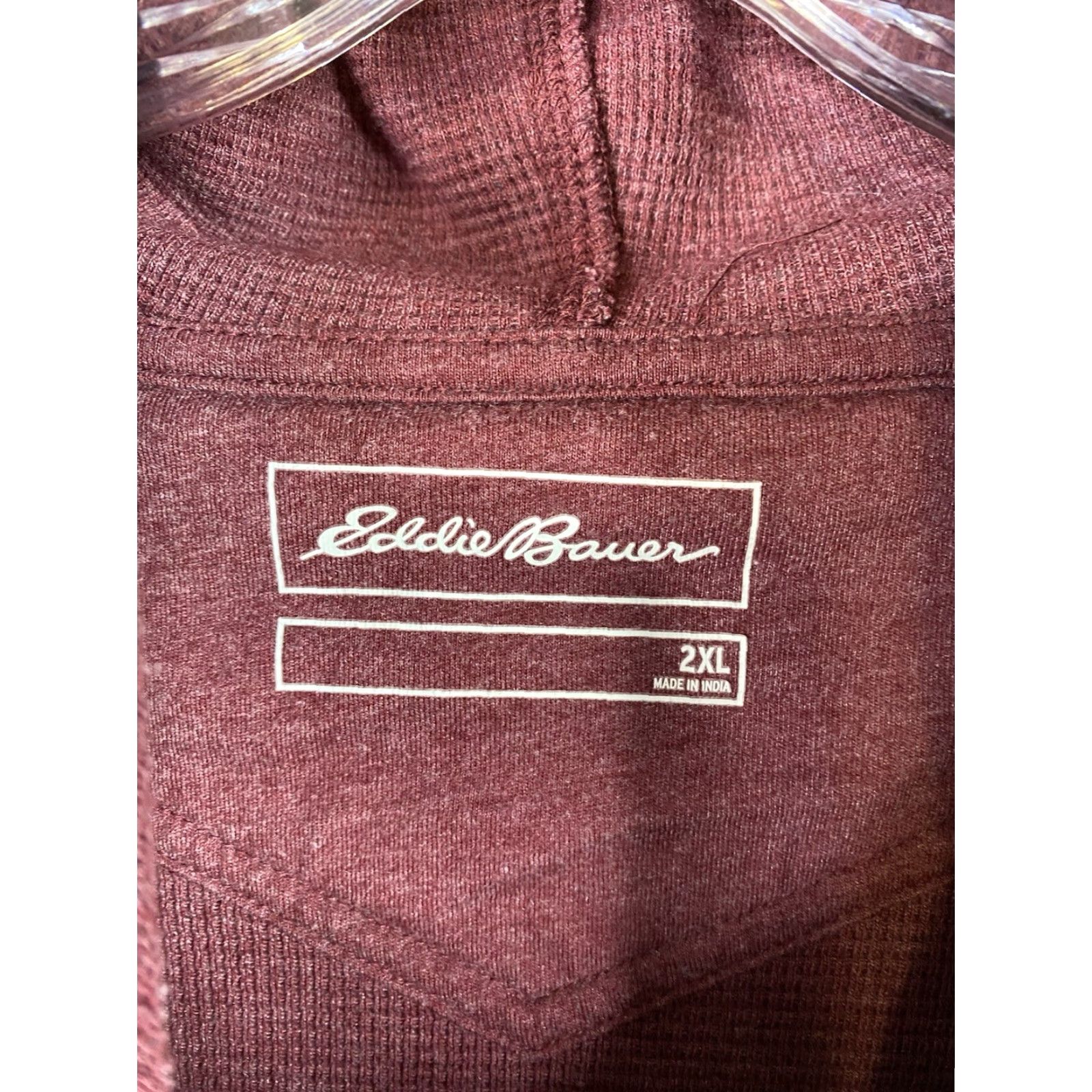Eddie Bauer Eddie Bauer Mens Knit Waffle Hooded Shirt Red 2XL Thermal Hoodie Shirt Hooded Pullover Casual Outdoor/Walking Men Size US XXL / EU 58 / 5 - 3 Thumbnail