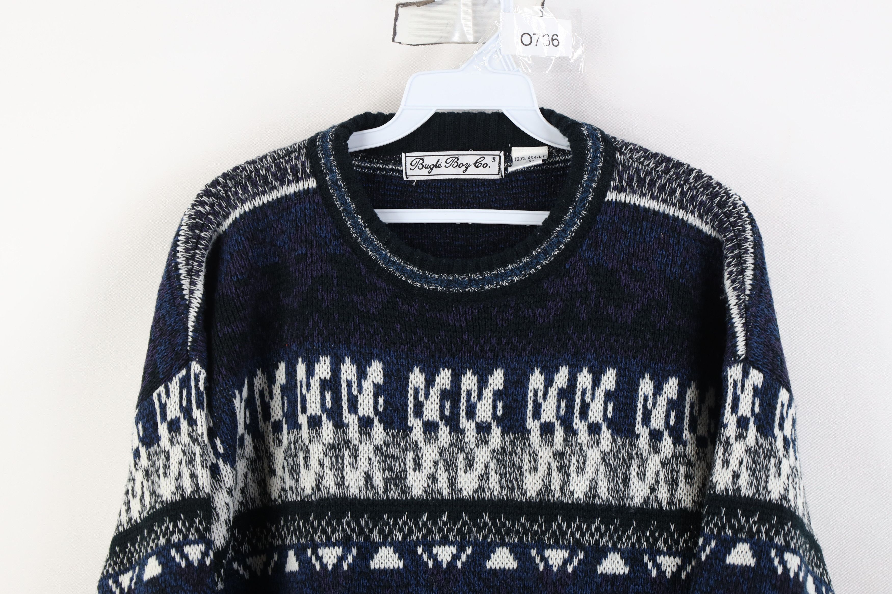 Vintage Vintage 90s Streetwear Geometric Knit Crewneck Sweater Size XL / US 12-14 / IT 48-50 - 2 Thumbnail