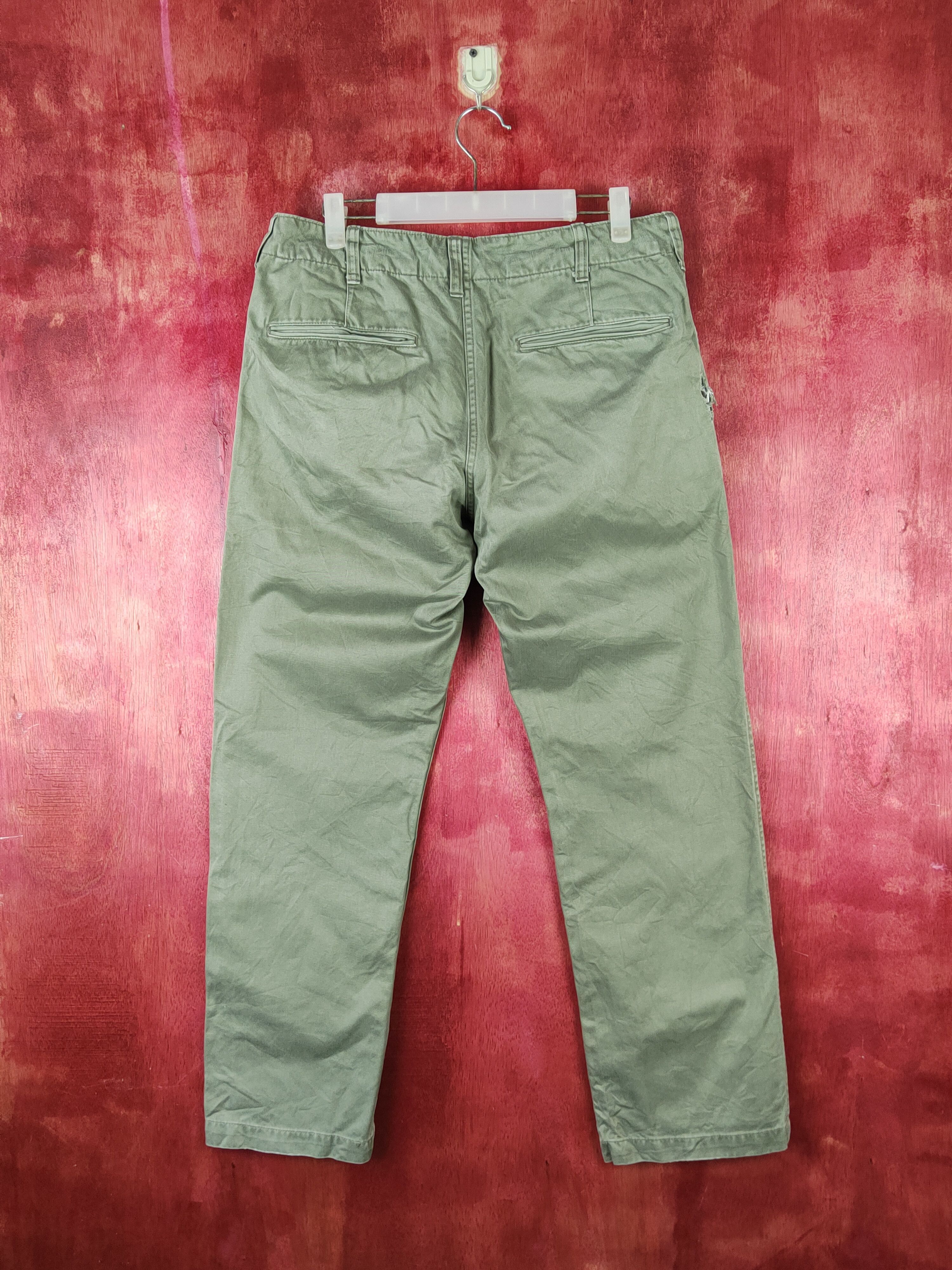 Japanese Brand Uniqlo Army Green ripped vintage Casual Pants #S2258 Size US 33 - 7 Thumbnail