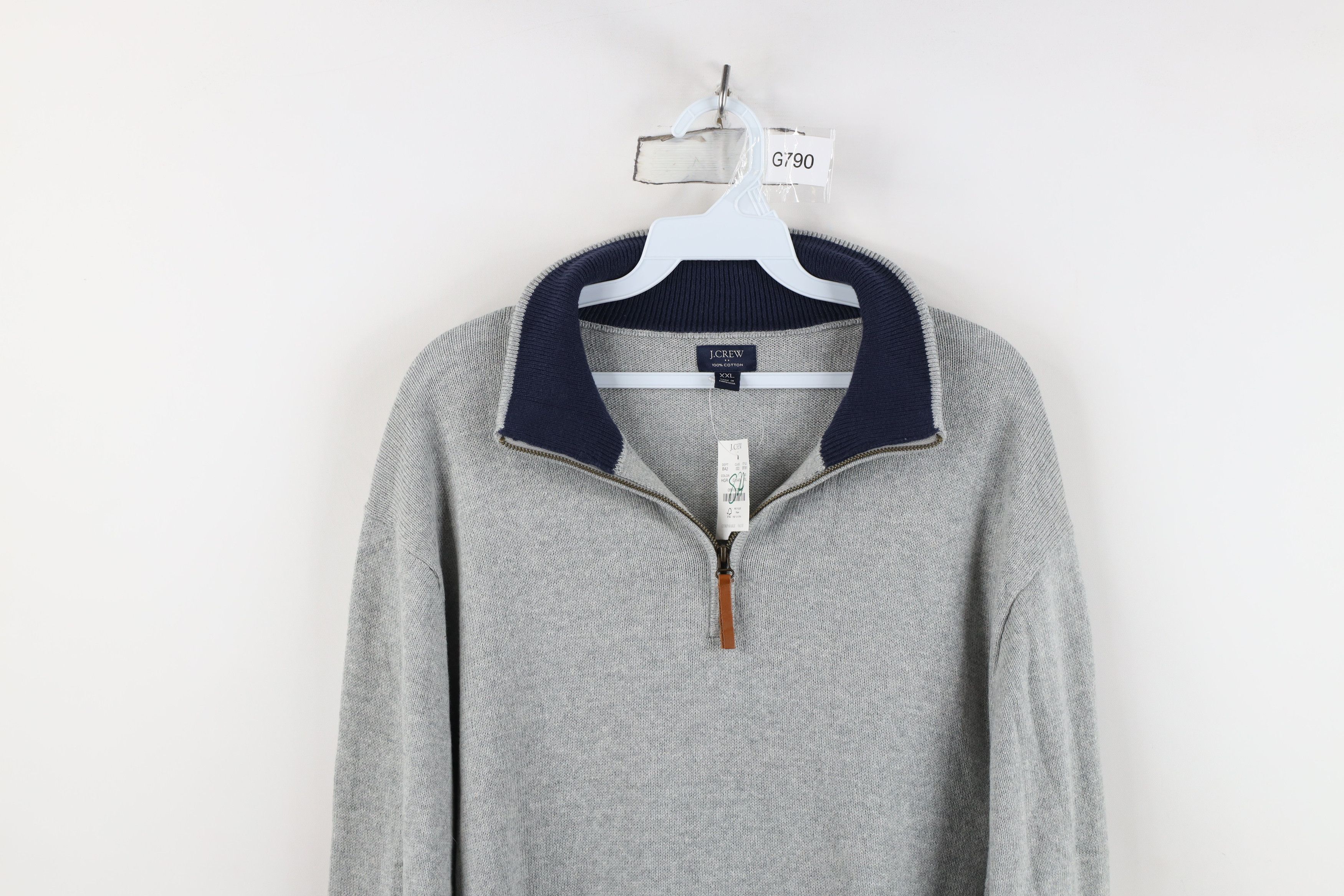 J.Crew New J Crew Cotton Ribbed Knit Half Zip Pullover Sweater Gray Size US XXL / EU 58 / 5 - 2 Thumbnail