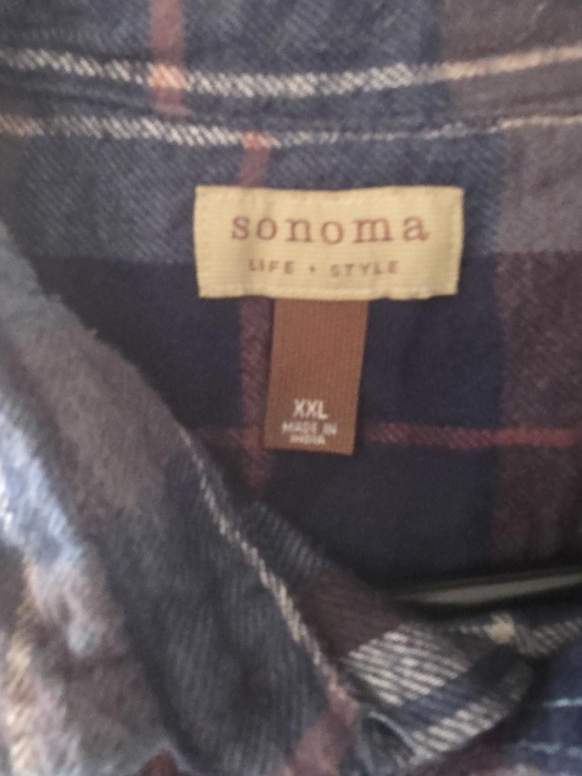 Sonoma Sonoma Blue Maroon Plaid Button Up Flannel Shirt Mens XXL 2X Size US XXL / EU 58 / 5 - 6 Thumbnail