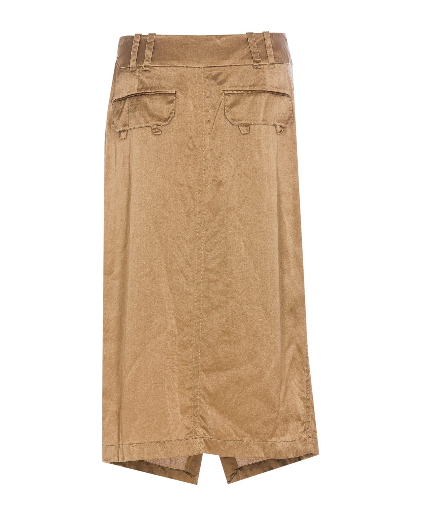 Saint Laurent Paris o1bcso1str0426 Pencil Skirt Silk Crepe De Chine in Beige Size 28" / US 6 / IT 42 - 2 Thumbnail