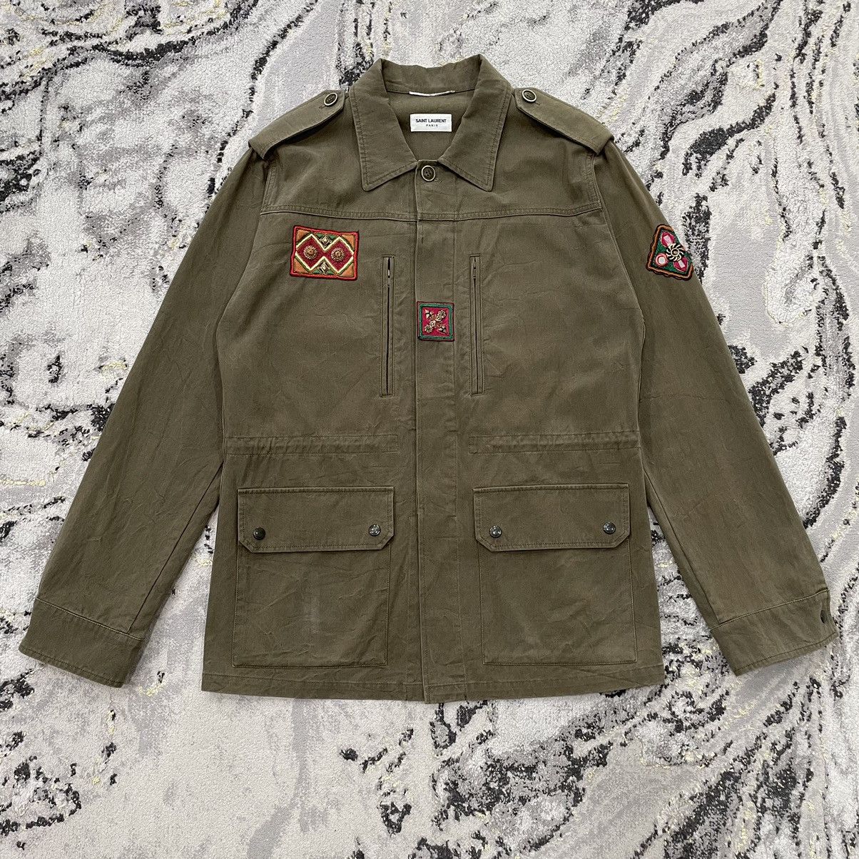 image of Saint Laurent Paris Saint Laurent Ss18 Patch Details F2 Jacket in Green, Men's (Size Large)