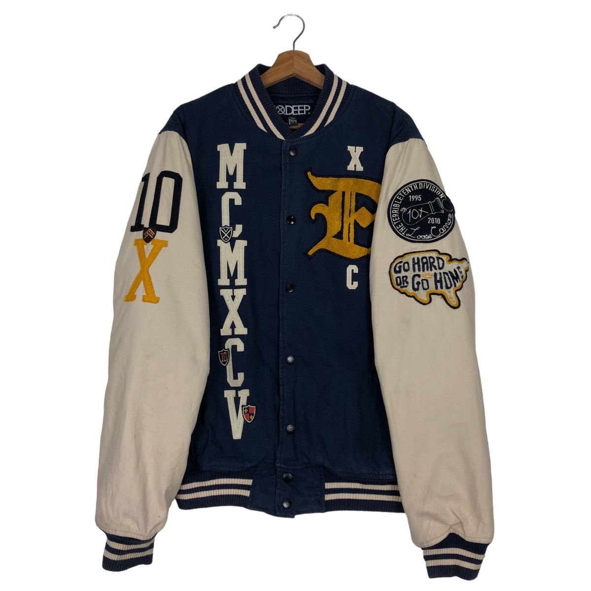 Japanese Brand 🔥Vtg Varsity Jacket 10Deep Japan Big Logo Spell Out Size US XL / EU 56 / 4 - 1 Thumbnail