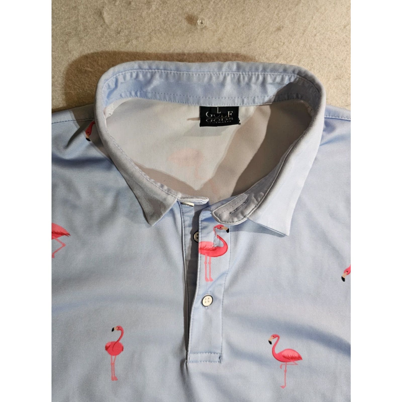 Vintage VINTAGE Golf Gods Australia Flamingo Stretch Performance Polo Shirt Short Sleeve Size Lg Size US L / EU 52-54 / 3 - 3 Thumbnail