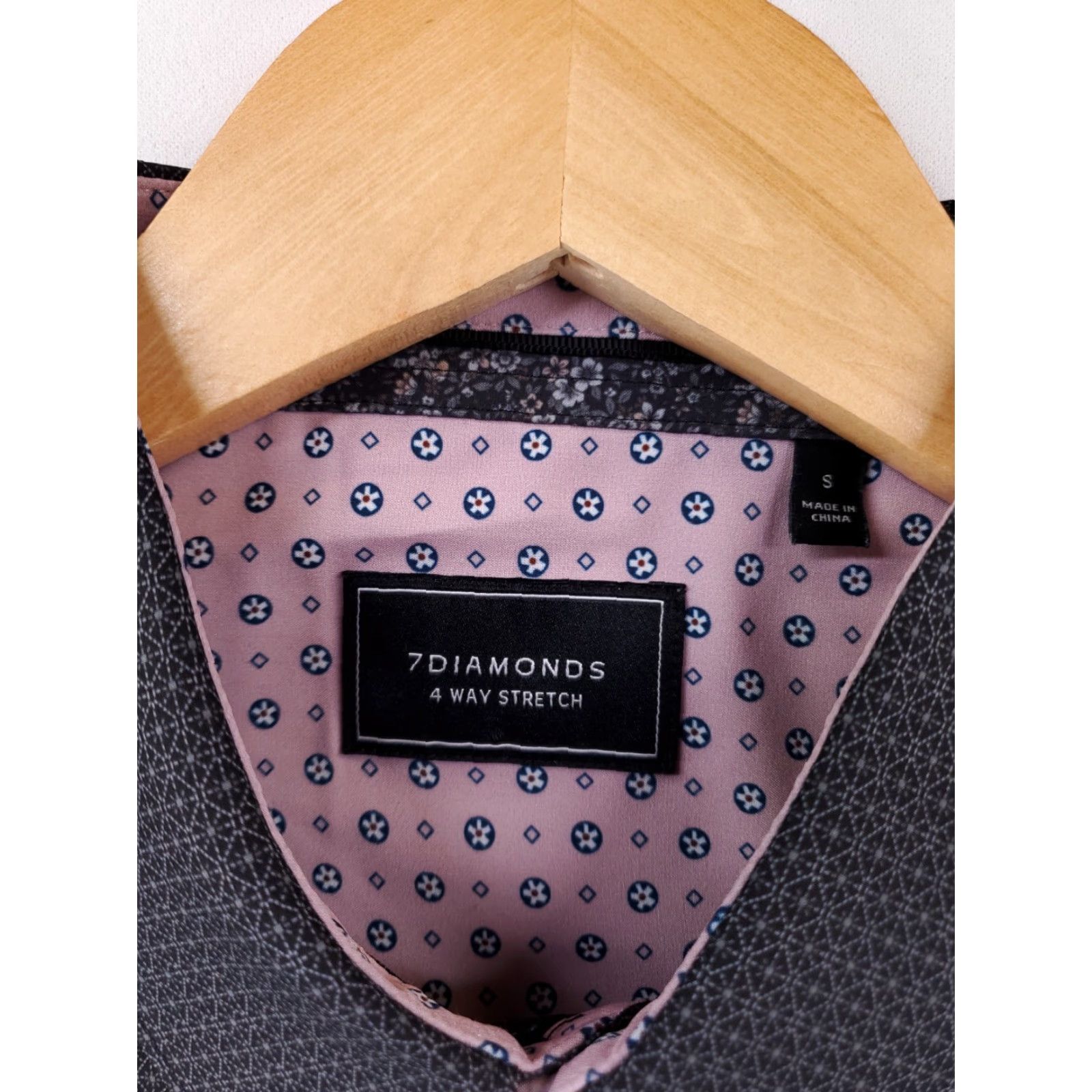 Vintage 7 Diamonds Button-Up Shirt Gray Patterned Mens S 4 Way Stretch Long Sleeve Regular Mens Shirt S Grau Patterned Size US S / EU 44-46 / 1 - 3 Thumbnail