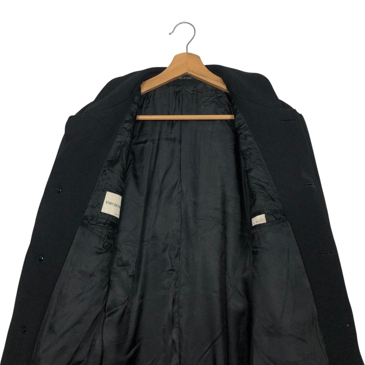 Emporio Armani 🔥RICH BLACK VINTAGE FLY LONG COATS WOOL EMPORIO ARMANI ITALY Size US M / EU 48-50 / 2 - 17 Thumbnail