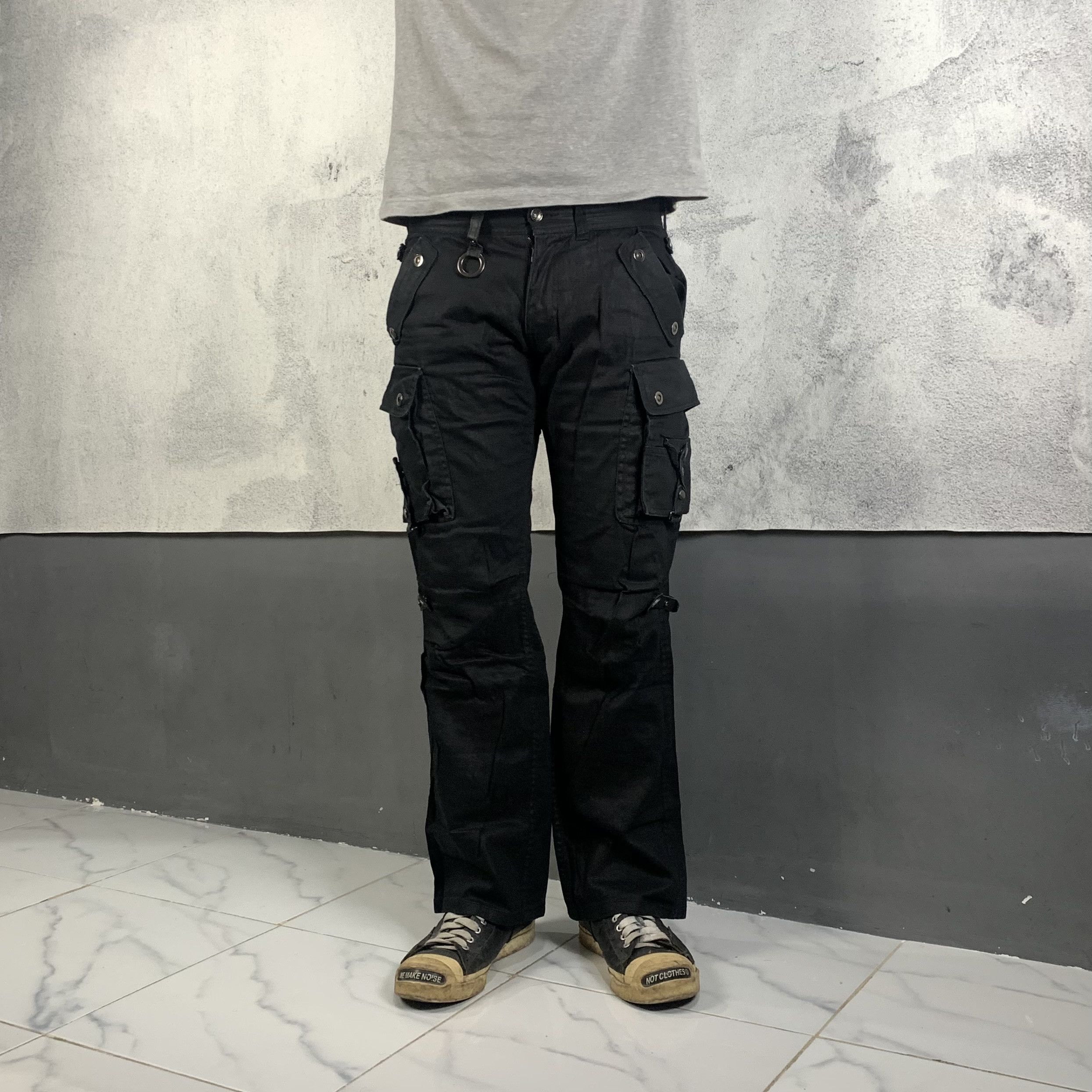 Size 31x33 Semantic Design Cargo Pants Black Bondage Pants