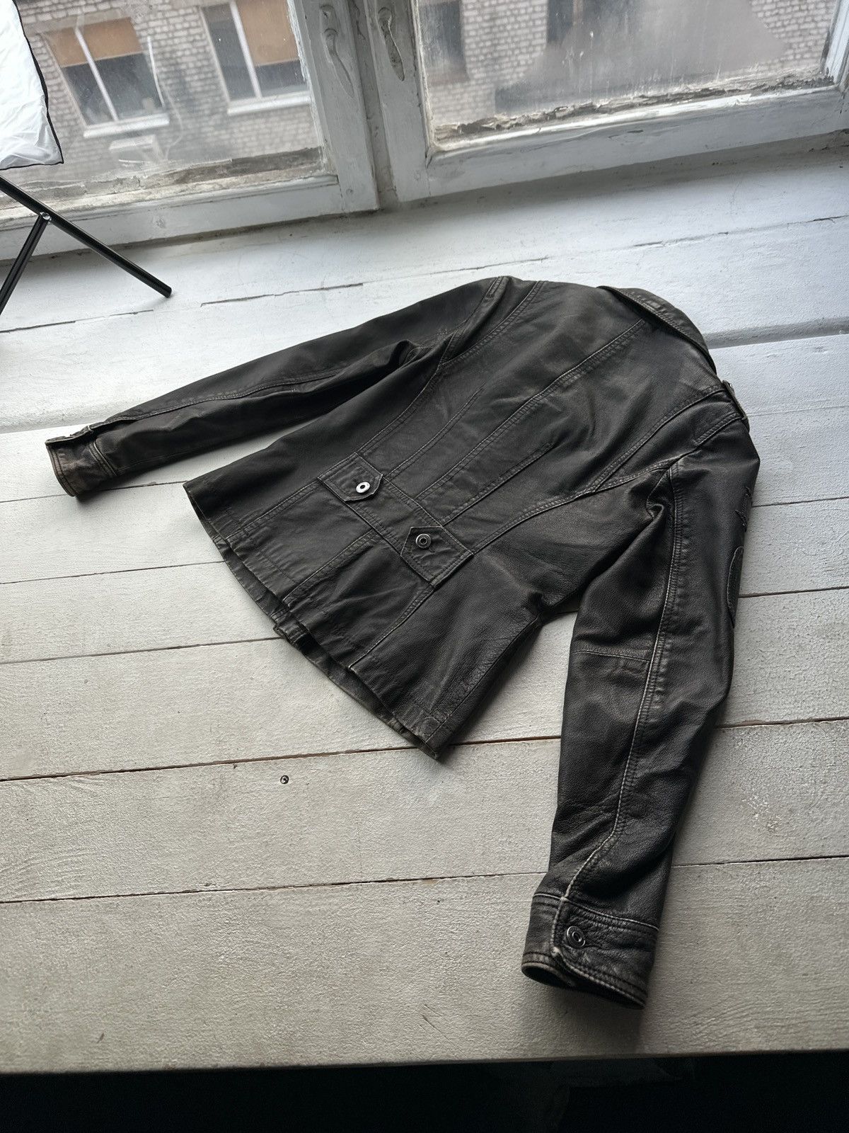 Other 🚨Y2K RICK OWENS TYPE DIRTY SLIM FIT ZIP LEATHER JACKET Size M / US 6-8 / IT 42-44 - 9 Thumbnail