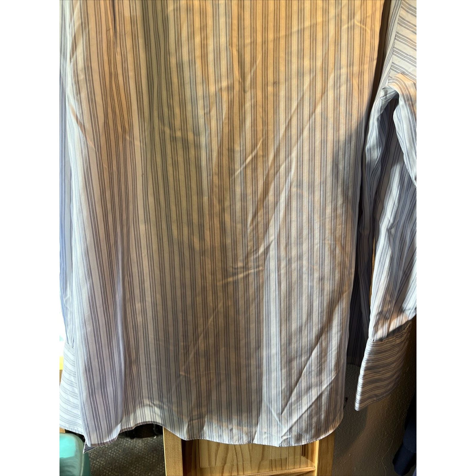 Nordstrom Nordstrom Men’s 17 35 Blue Grey Striped Button Cotton Shirt Size US XXL / EU 58 / 5 - 11 Thumbnail