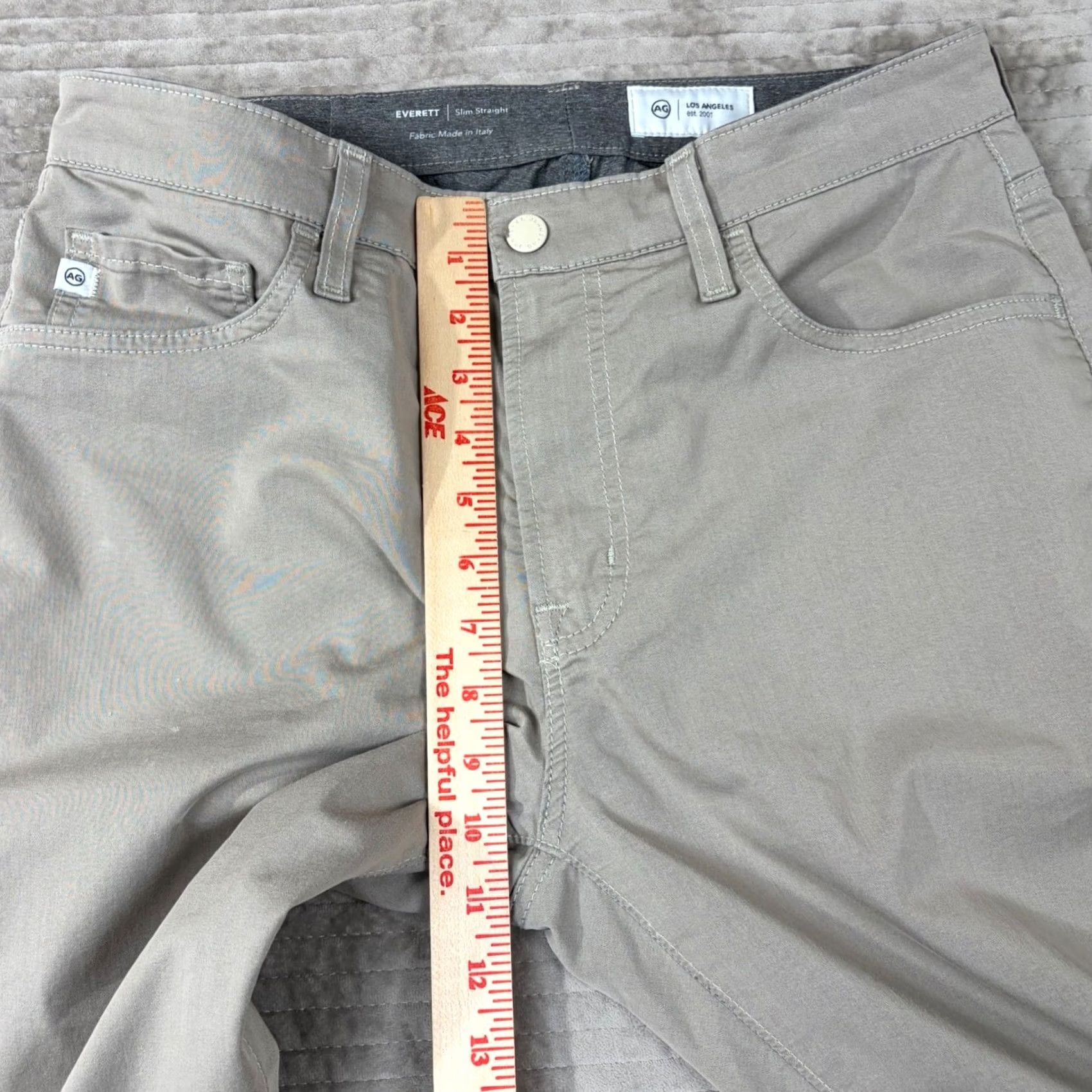 Vintage AG Adriano Goldschmied Pants Mens 32 Beige Everett Slim Straight Grey Khaki 32x32 1794CMPDYDT Size US 32 / EU 48 - 5 Thumbnail