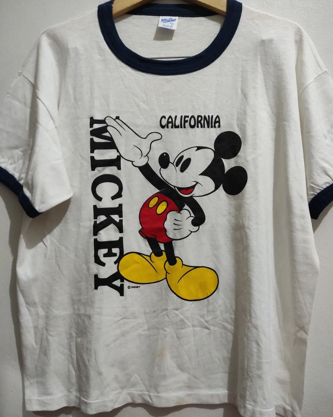 Disney × Mickey Mouse × Vintage Vintage 80s Mickey California Ringer T-shirt Velva Sheen Size US L / EU 52-54 / 3 - 2 Thumbnail