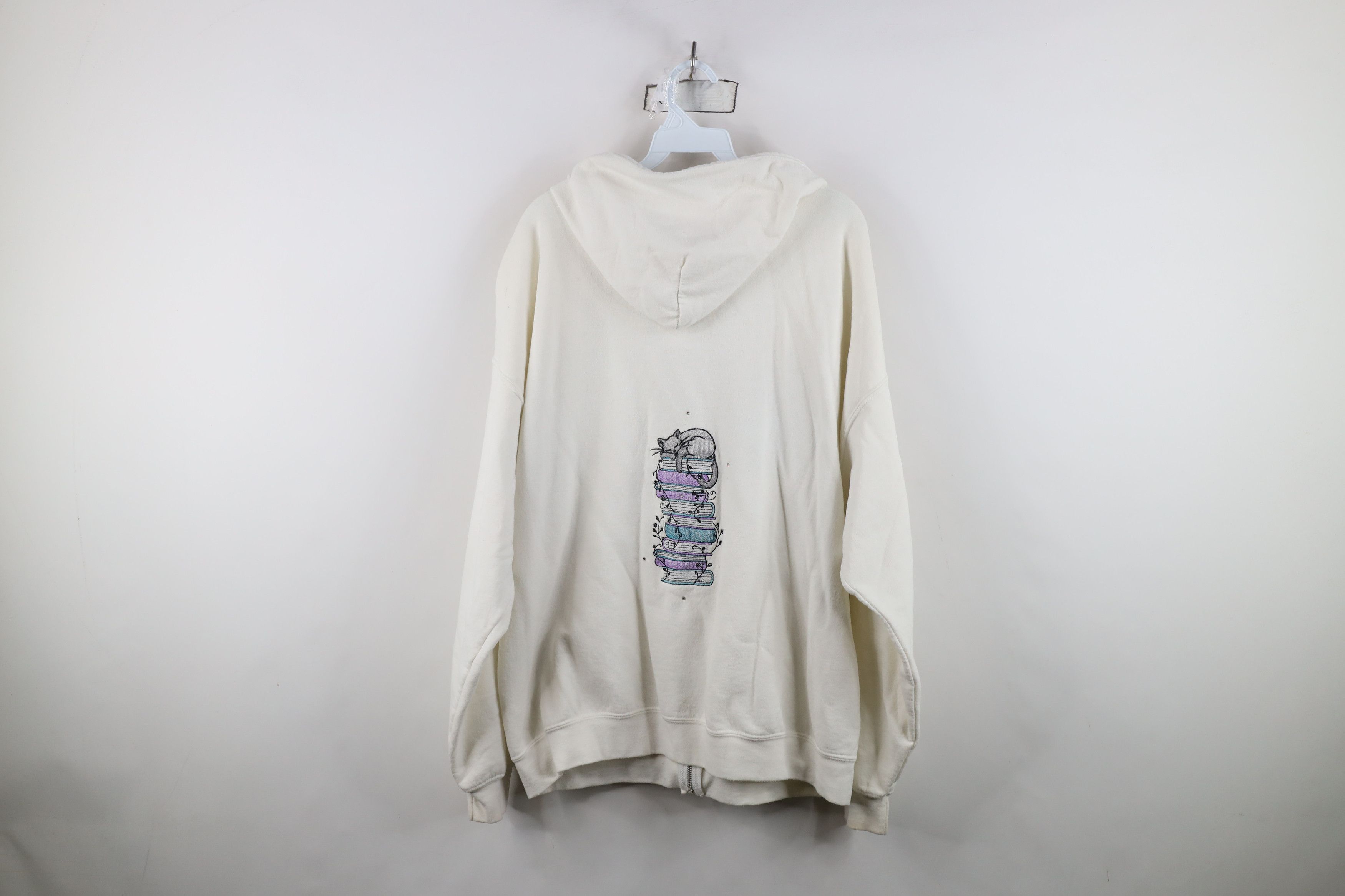 Vintage Vintage 90s Y2K Streetwear Cat Kitten Reading Zip Hoodie Size XXL / US 16-18 / IT 52-54 - 14 Thumbnail