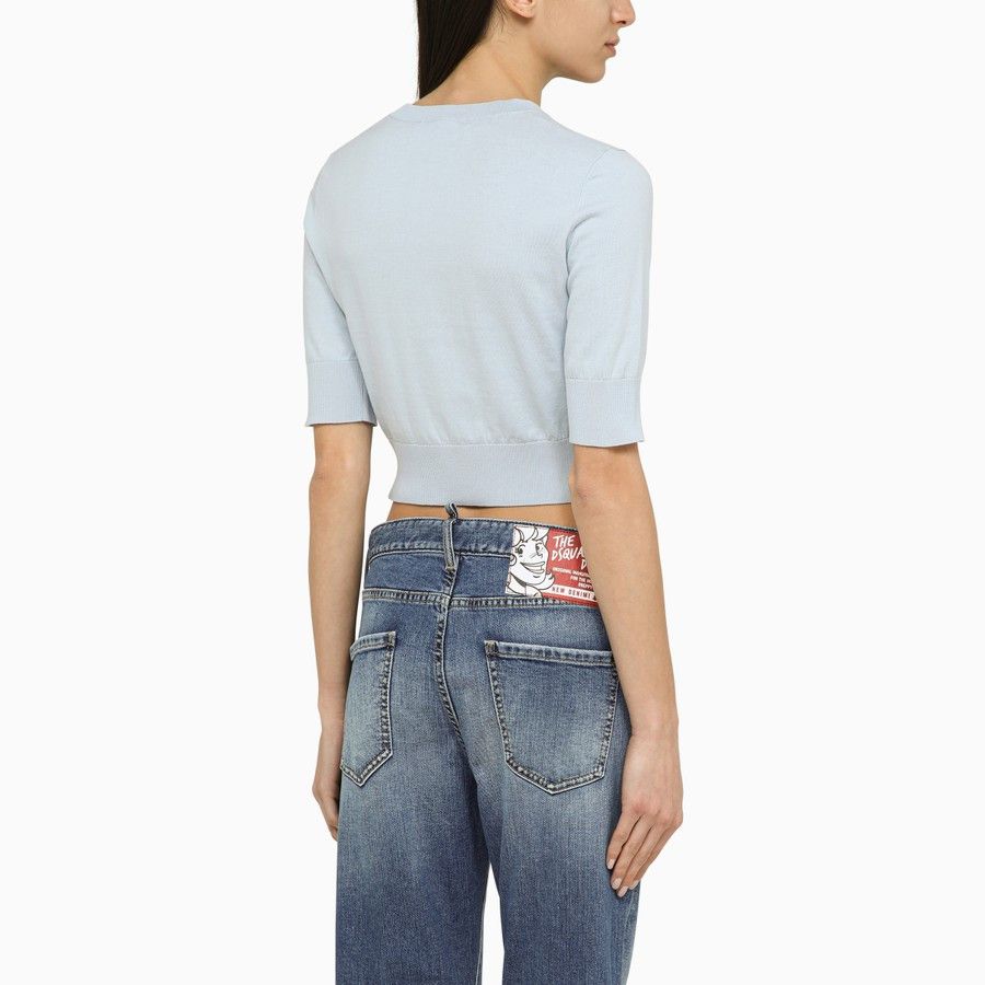 Dsquared2 o1d2blof0824 Cotton Cropped Jersey in Light Blue Size M / US 6-8 / IT 42-44 - 4 Thumbnail