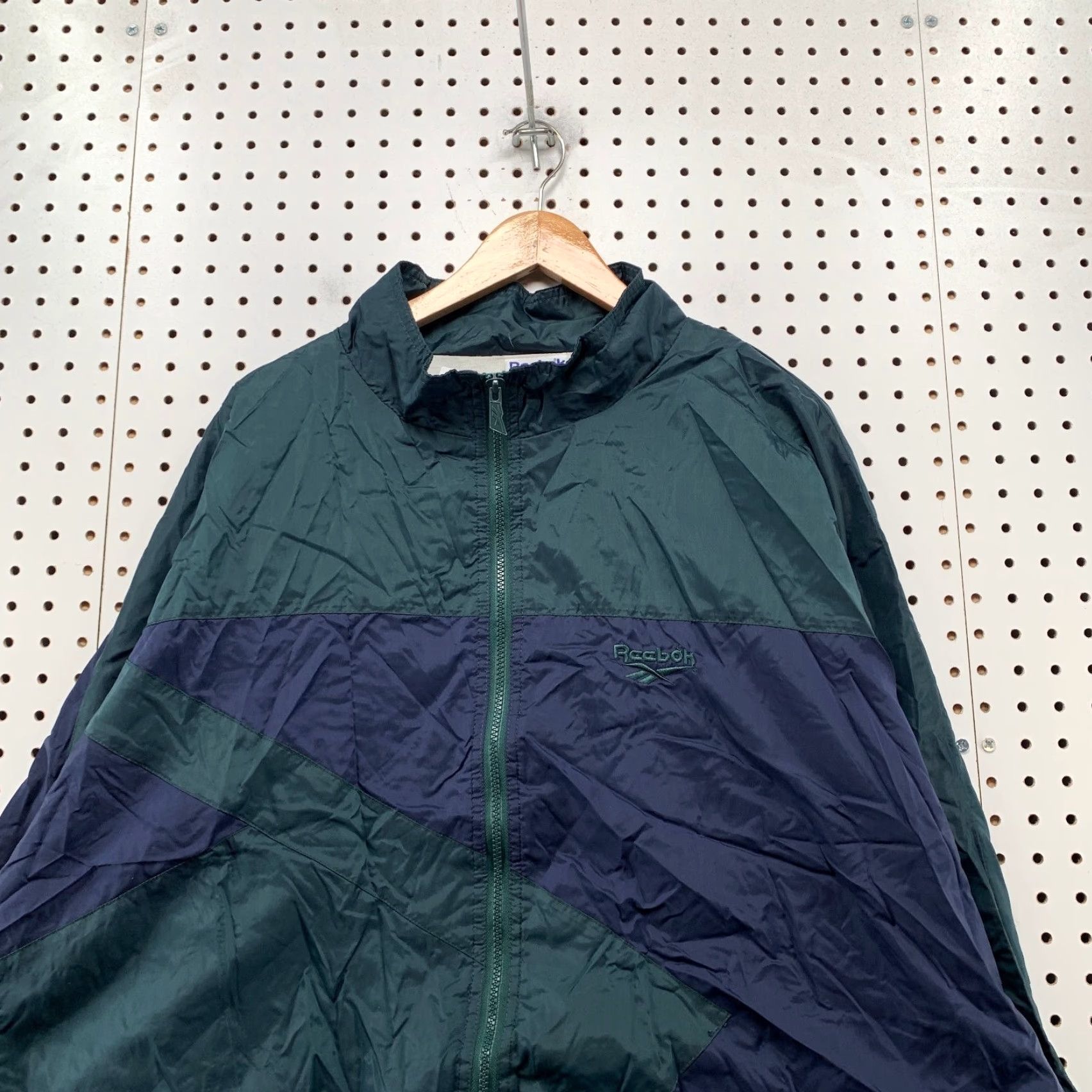 Reebok VINTAGE Reebok Windbreaker Jacket Mens XL Green Blue Nylon Lined Oversized Size US XL / EU 56 / 4 - 4 Thumbnail