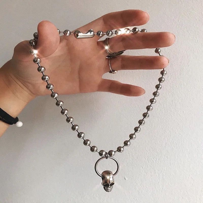 Jewelry Vintage Gothic Skull Metal Pendant Necklace Size ONE SIZE - 1 Thumbnail