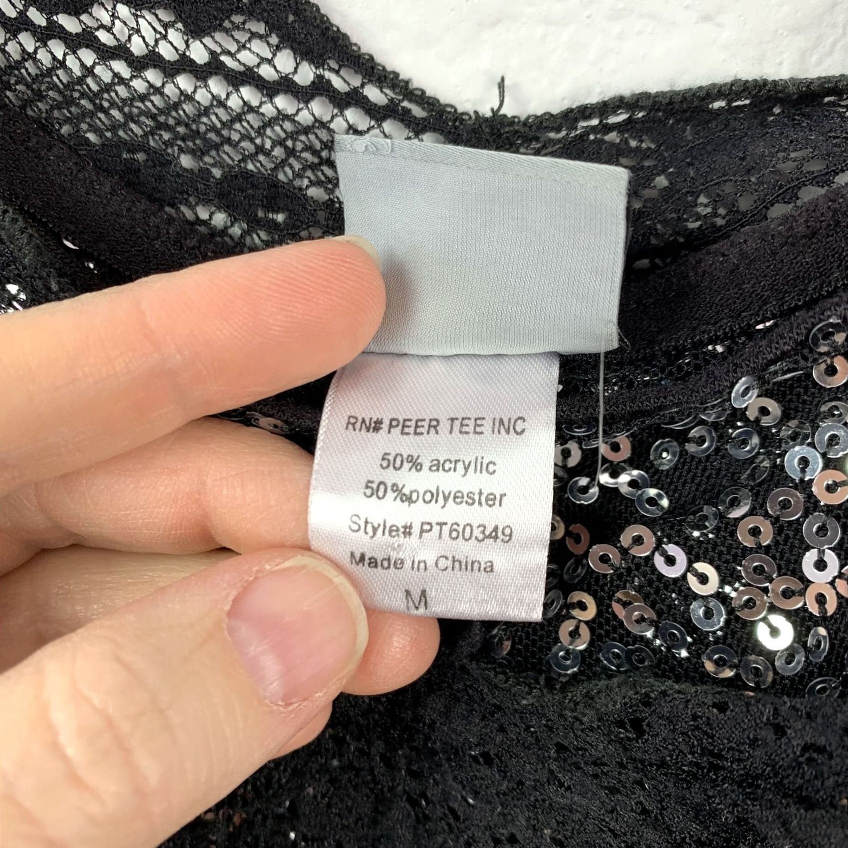 Vintage Daytrip Women's Black Sequin Lace One Shoulder Top M Sparkle Party Shirt Size M / US 6-8 / IT 42-44 - 5 Thumbnail