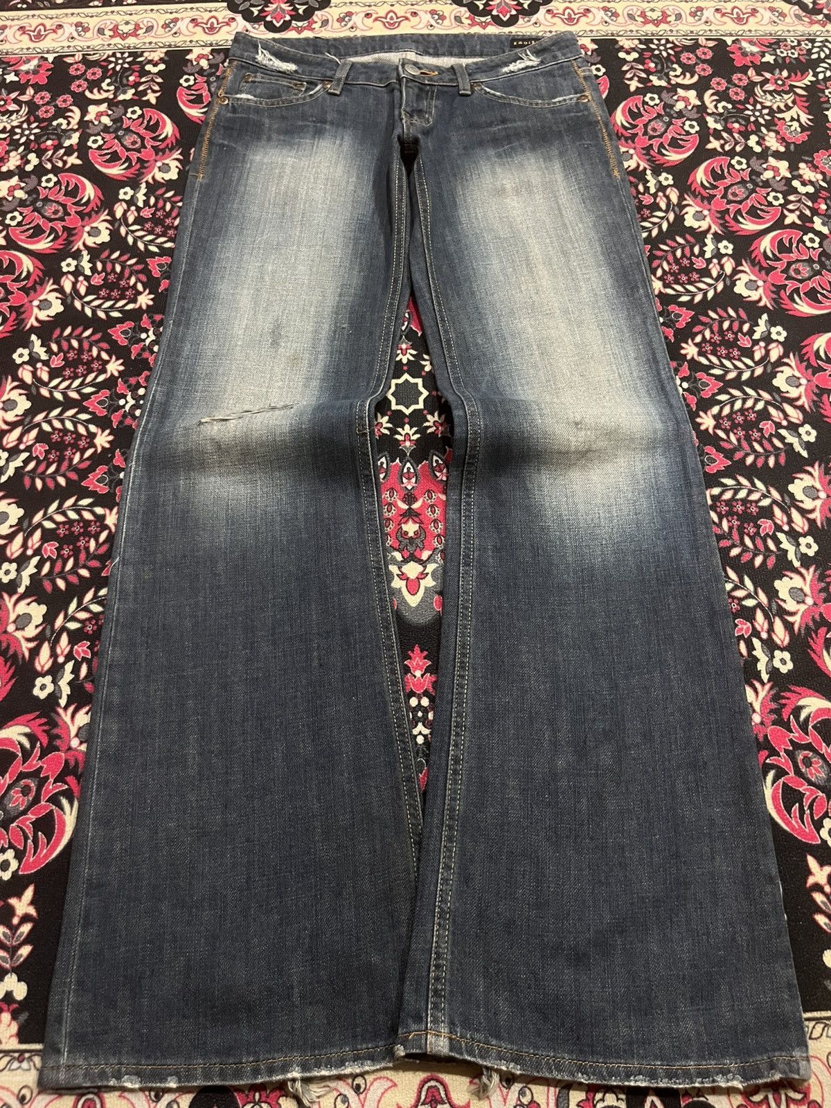 If Six Was Nine × Japanese Brand × Le Grande Bleu (L.G.B.) ⚡️Wide Leg⚡️Vintage Japanese Brand Egoist Frayed Leg Blue Jean Size 26" / US 2 / IT 38 - 1 Thumbnail