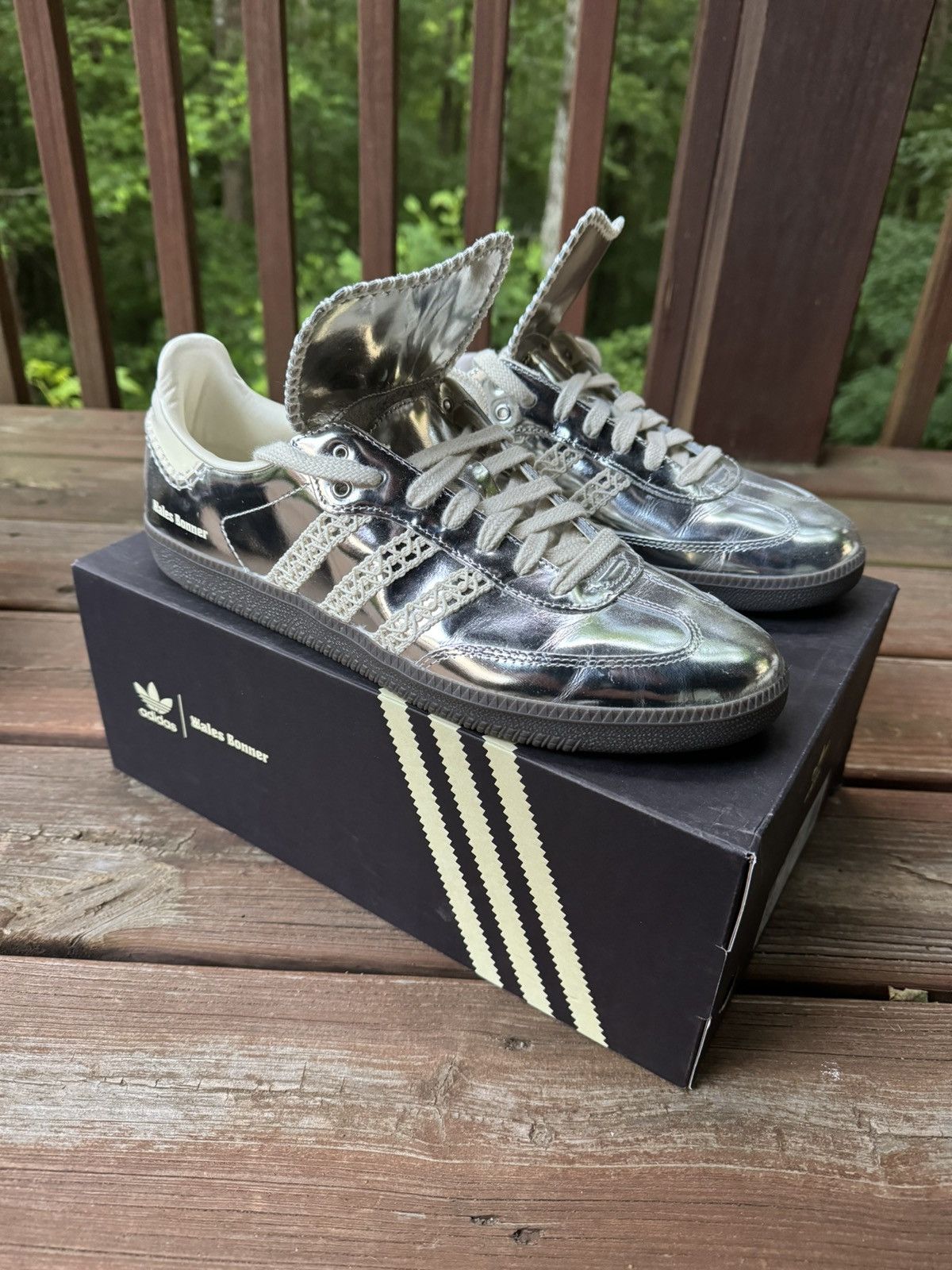 adidas gazelle silver green womens WB MN Samba Metallic Metallic Silver/Brown Croc / US 9