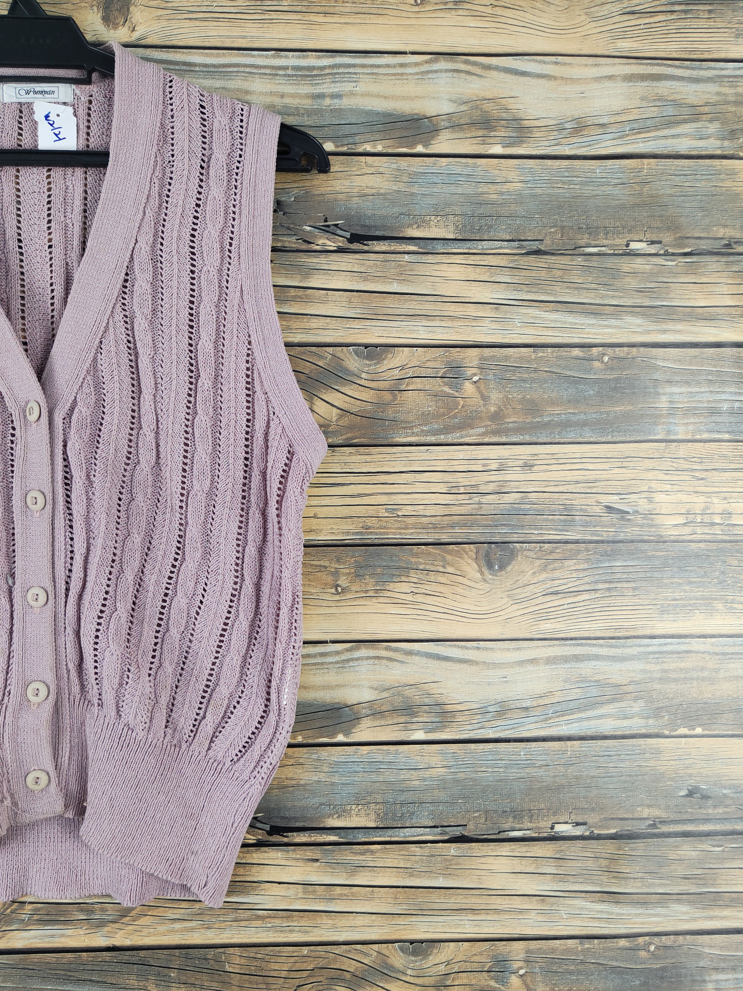 Homespun Knitwear Womiyan Pink Crochet Knitwear Vests #W2121 Size S / US 4 / IT 40 - 5 Thumbnail