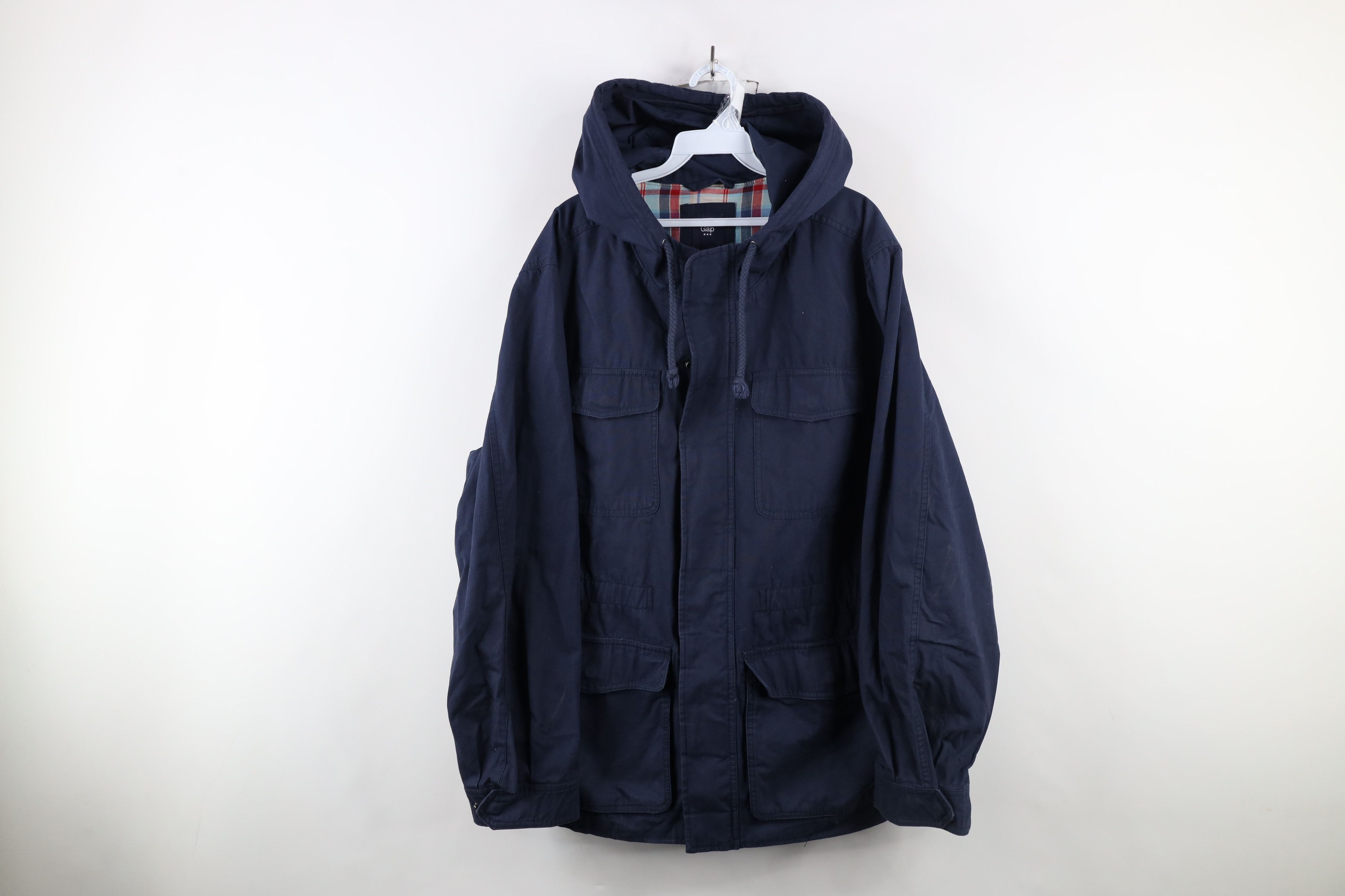 Gap × Vintage Vintage Y2K Gap Flannel Lined Hooded Utility Parka Jacket Size US XL / EU 56 / 4 - 1 Thumbnail