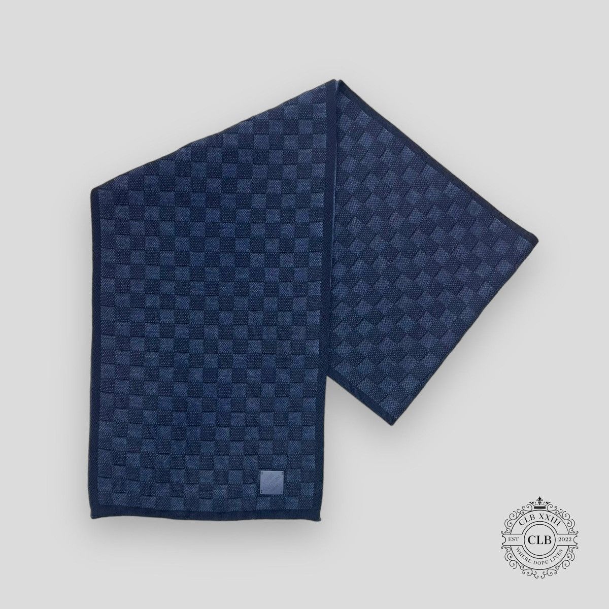 image of Louis Vuitton Petit Damier Scarf - Navy in Navy Blue, Men's
