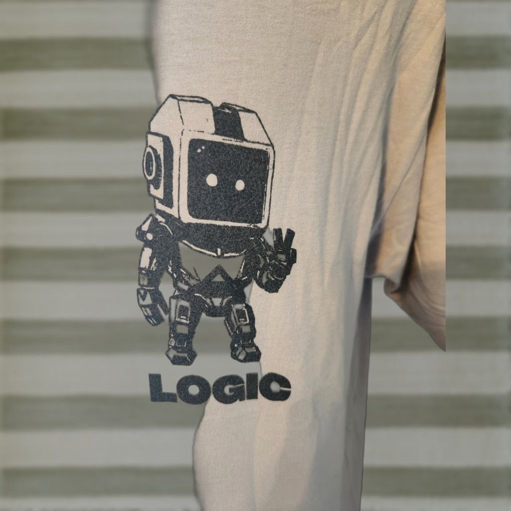 Next Level Logic Atom Robot Beige Double-Sided Short Sleeve T Shirt XL Men's Cotton Graphic Print Crew Neck Next Level Size US XL / EU 56 / 4 - 1 Thumbnail