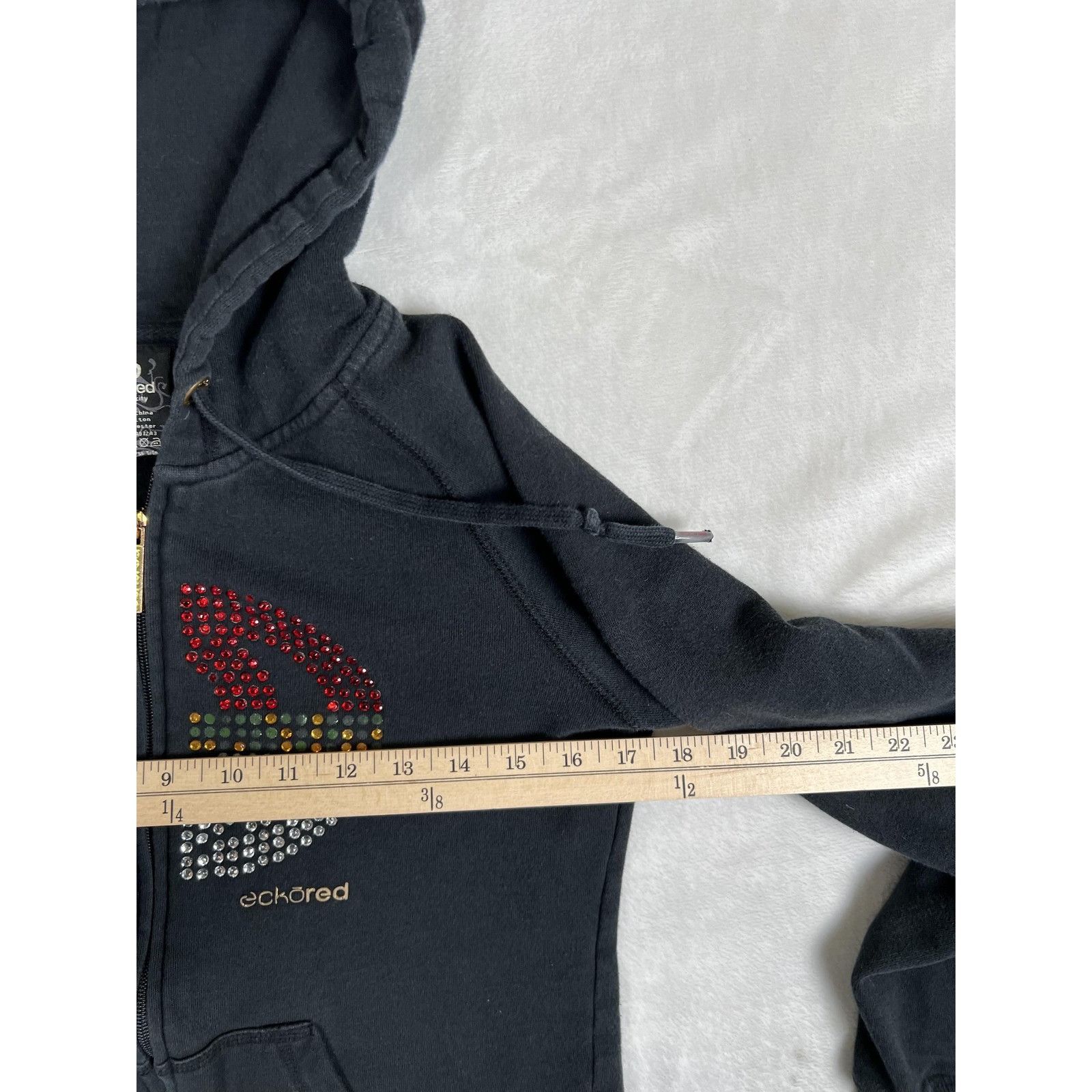 Ecko Unltd. Vintage Ecko Red Hoodie Women's Medium Black Rhinestone Zip Size M / US 6-8 / IT 42-44 - 7 Thumbnail