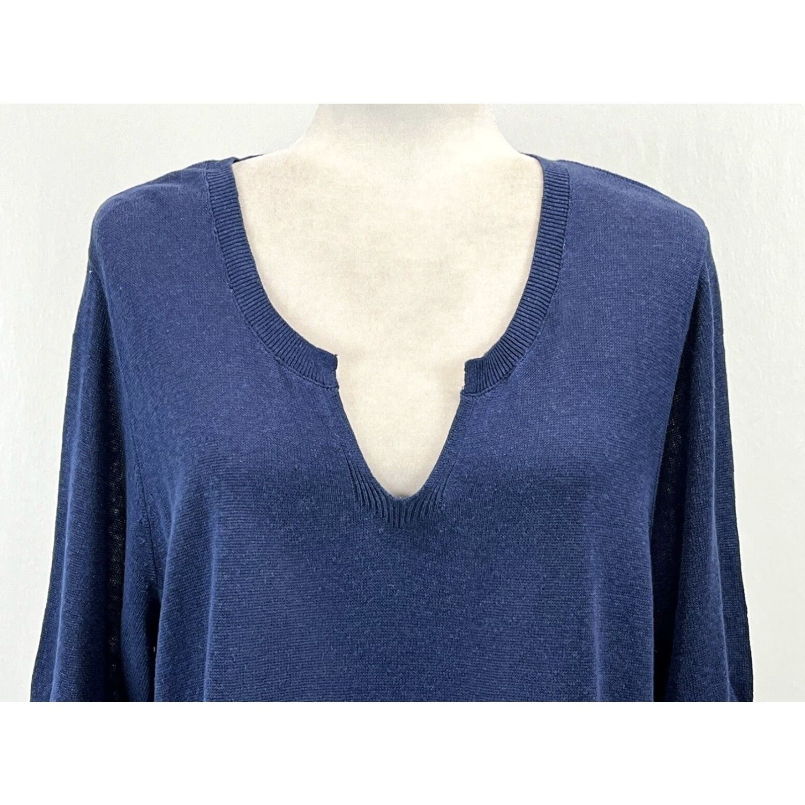 J. Jill J. Jill Linen Sweater Dress Women's Large Blue Lightweight Knee Length Size L / US 10 / IT 46 - 5 Thumbnail