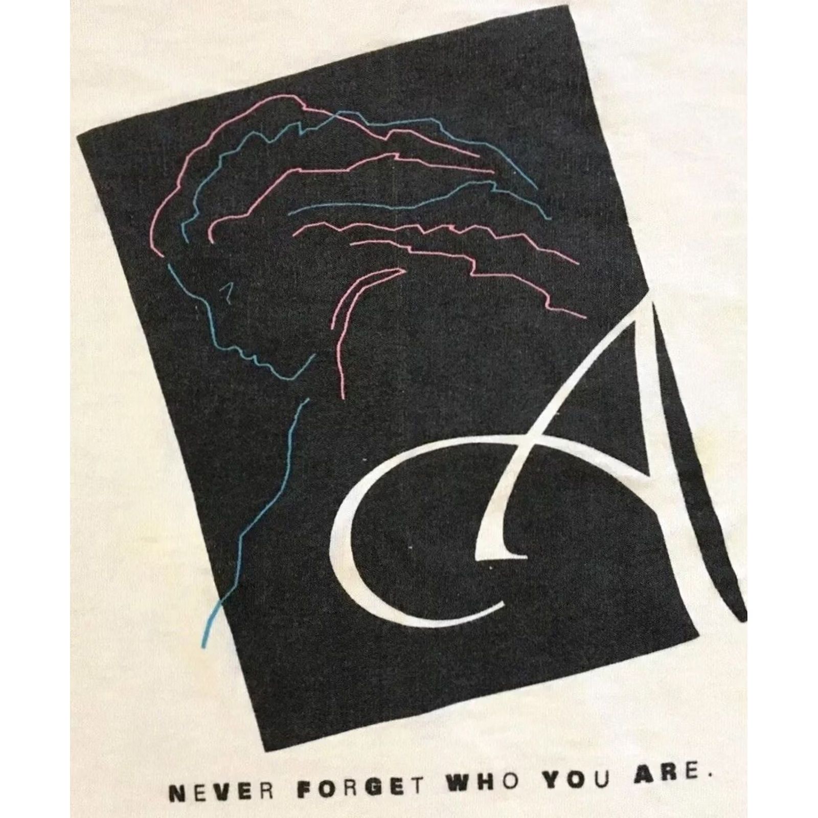 Vintage VINTAGE Never Forget Who You Are Cropped Shirt White One Size Boxy Abstract Art Grunge 80s 90s Women T-Shirt US Made Single Stitch Size ONE SIZE - 3 Thumbnail