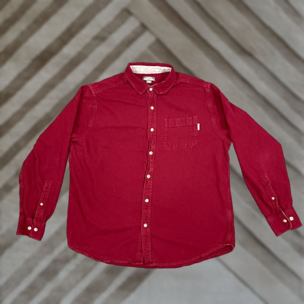 Eddie Bauer Eddie Bauer Shirt Adult XL Red Flannel Button-Up Maroon Casual Outdoors Mens Size US XL / EU 56 / 4 - 1 Thumbnail