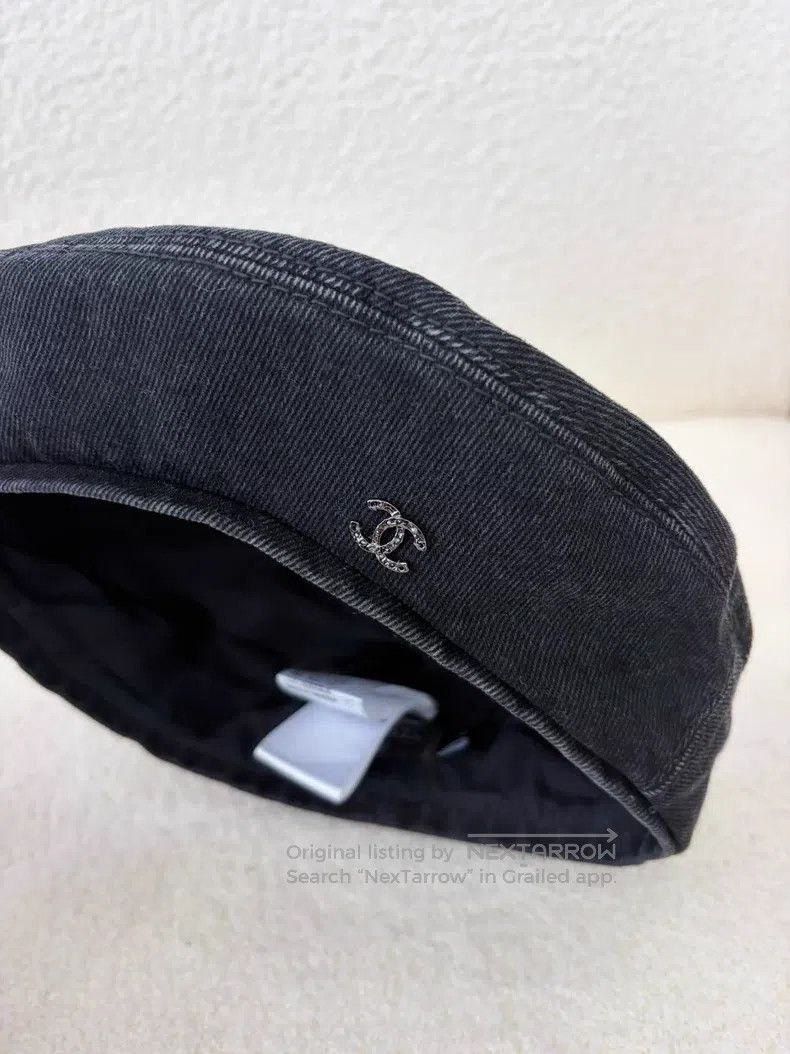 Chanel Chanel Size S Black denim beret Size ONE SIZE - 2 Thumbnail