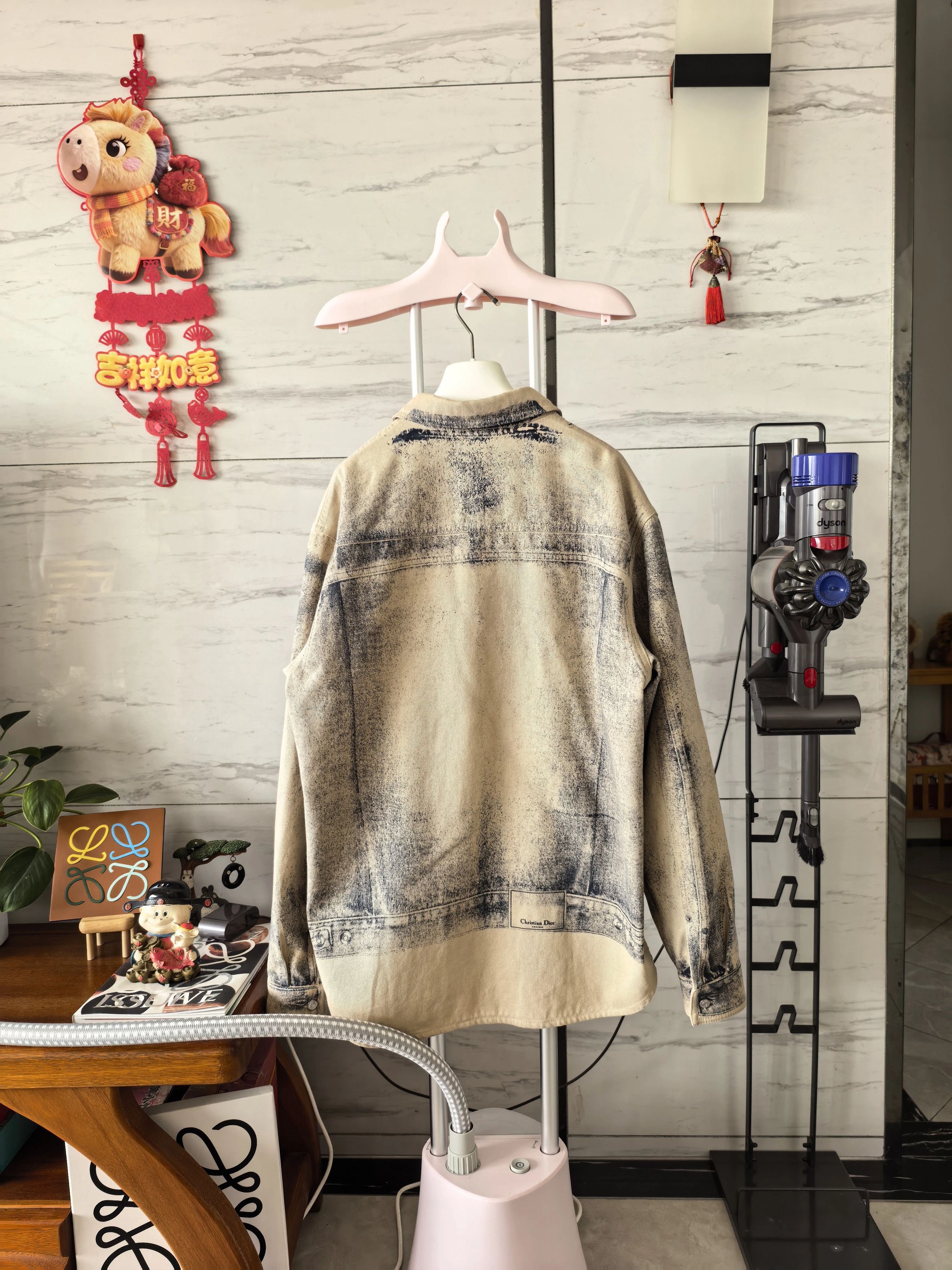 Dior FW23 Distressed Lapel Denim Shirt Jacket 42 Jay Chou
