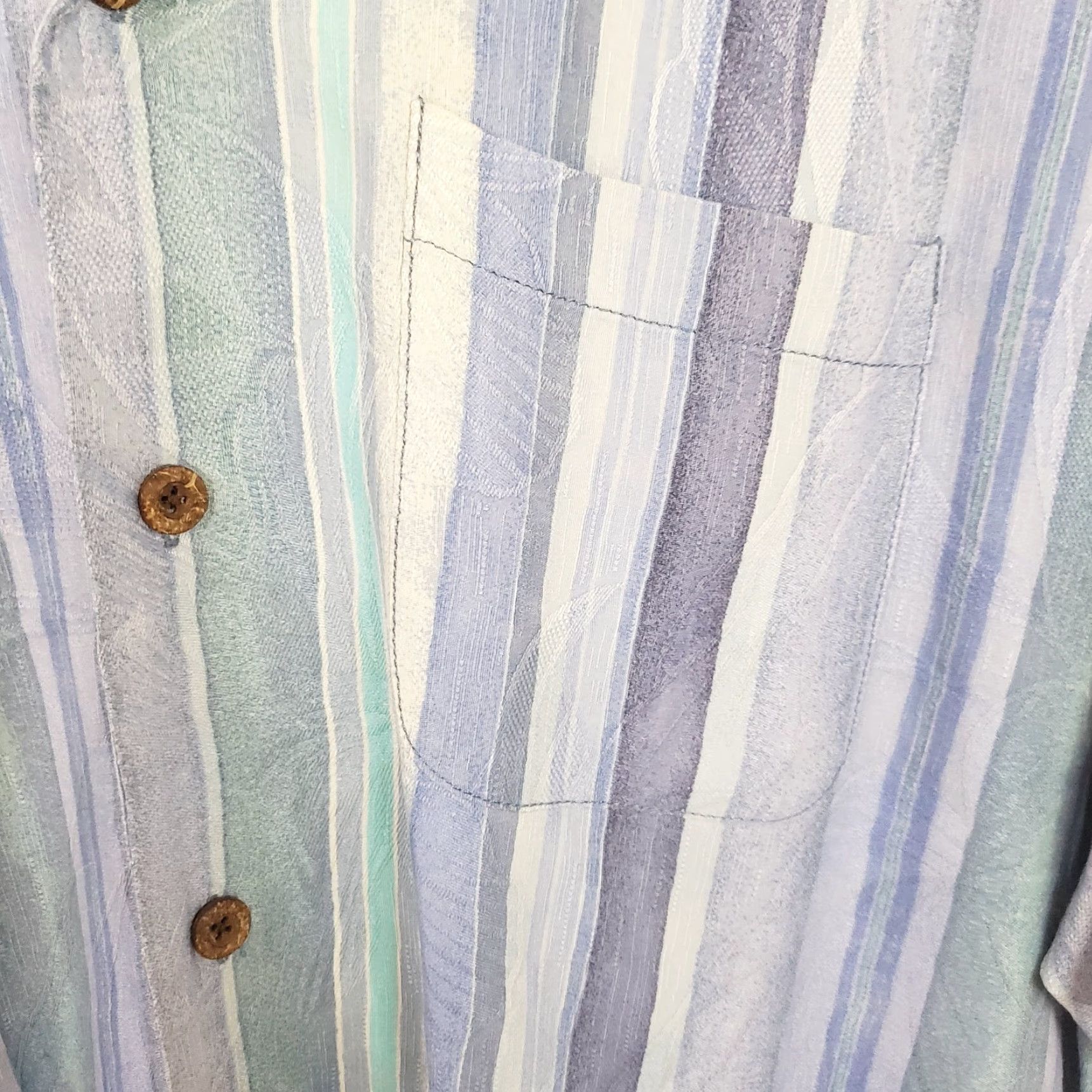 Tommy Bahama Tommy Bahama Silk Shirt Blue Striped Button-Up Down Short Sleeve XL Mens Size US XL / EU 56 / 4 - 4 Thumbnail