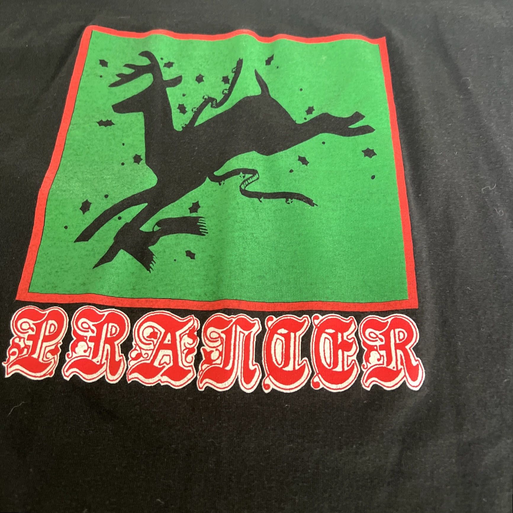 Vintage Vintage PRANCER Christmas Single Stitch Black T shirt Fruit Of The Loom Tag Size US L / EU 52-54 / 3 - 2 Thumbnail