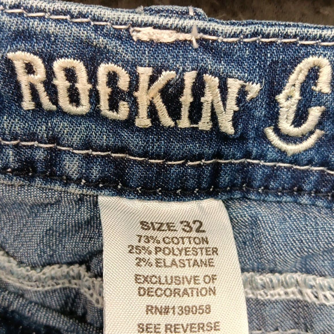 Bell VINTAGE Rockin' C Flare Leg Jeans 32 High-Rise Embroidered Stretchy Med Wash Bell Bottom Size 24" / US 00 / IT 34 - 6 Thumbnail