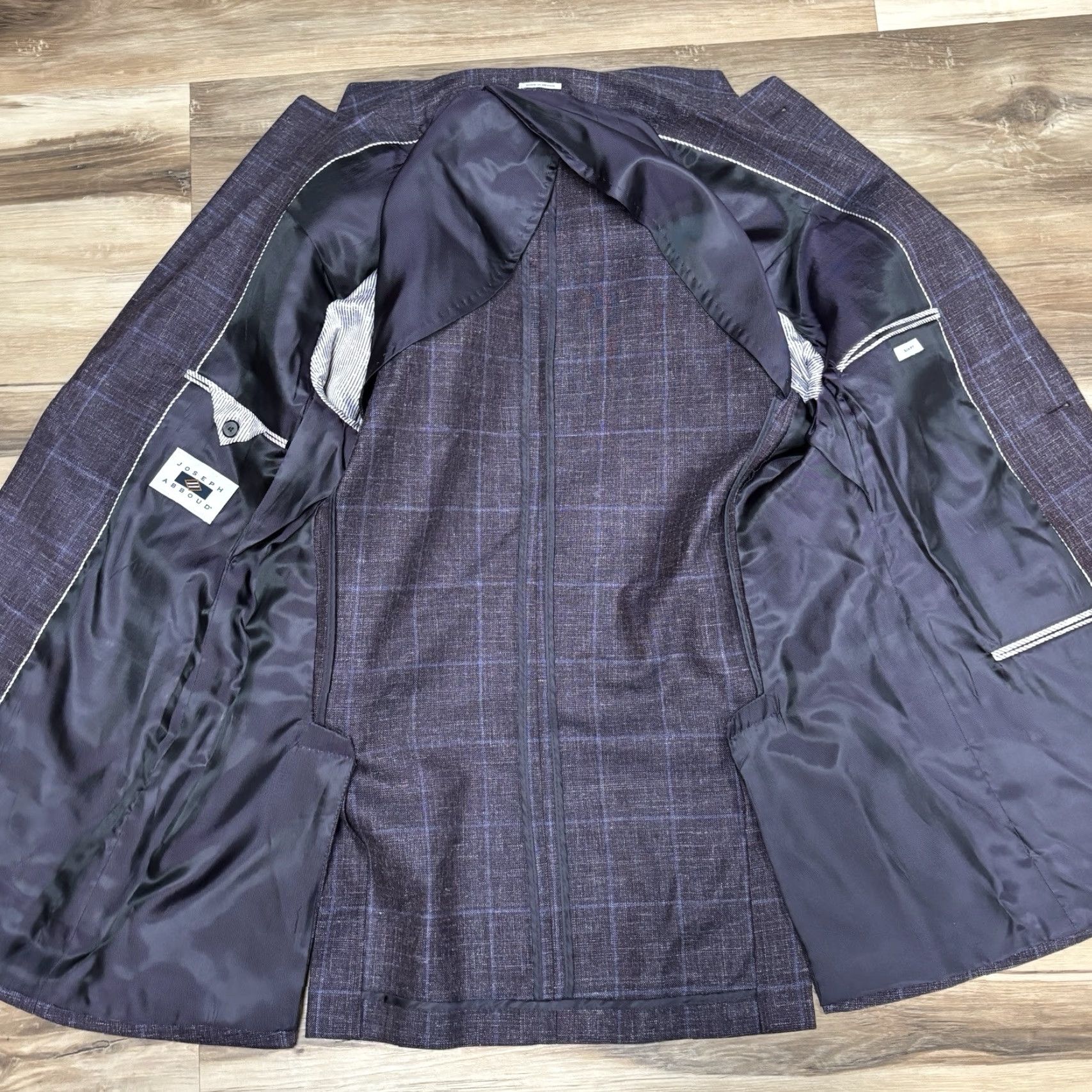 Joseph Abboud Joseph Abboud Sport Coat 40L Purple Plaid Linen Wool 2 Button Slim Half Lined Size US XXS / EU 40 - 3 Thumbnail