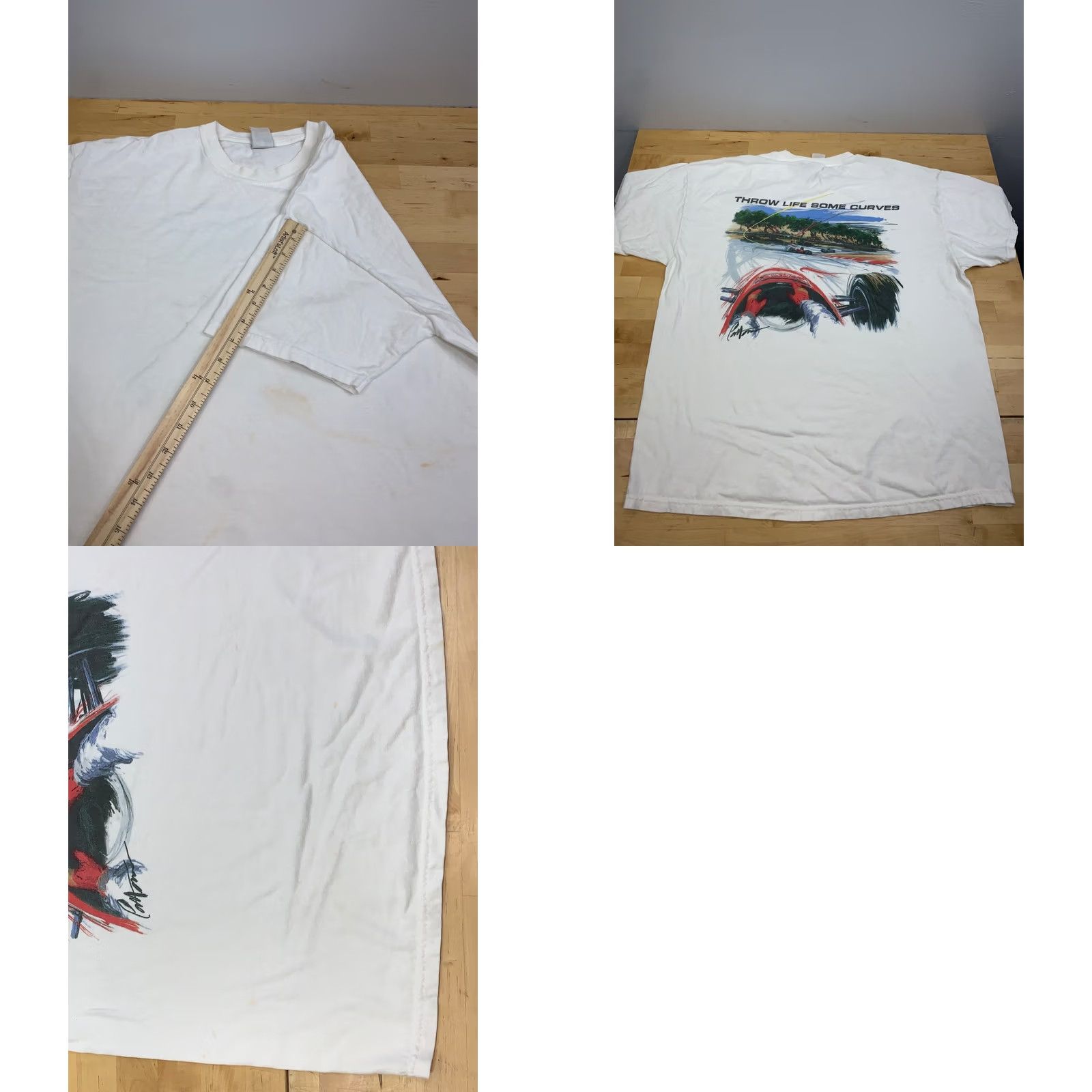 Hanes VINTAGE Hanes Mazada Racing Shirt XL White Crew Neck Short Sleeve Men T-Shirt Y2K Racing Cars Summer 11830 Size US XL / EU 56 / 4 - 8 Thumbnail