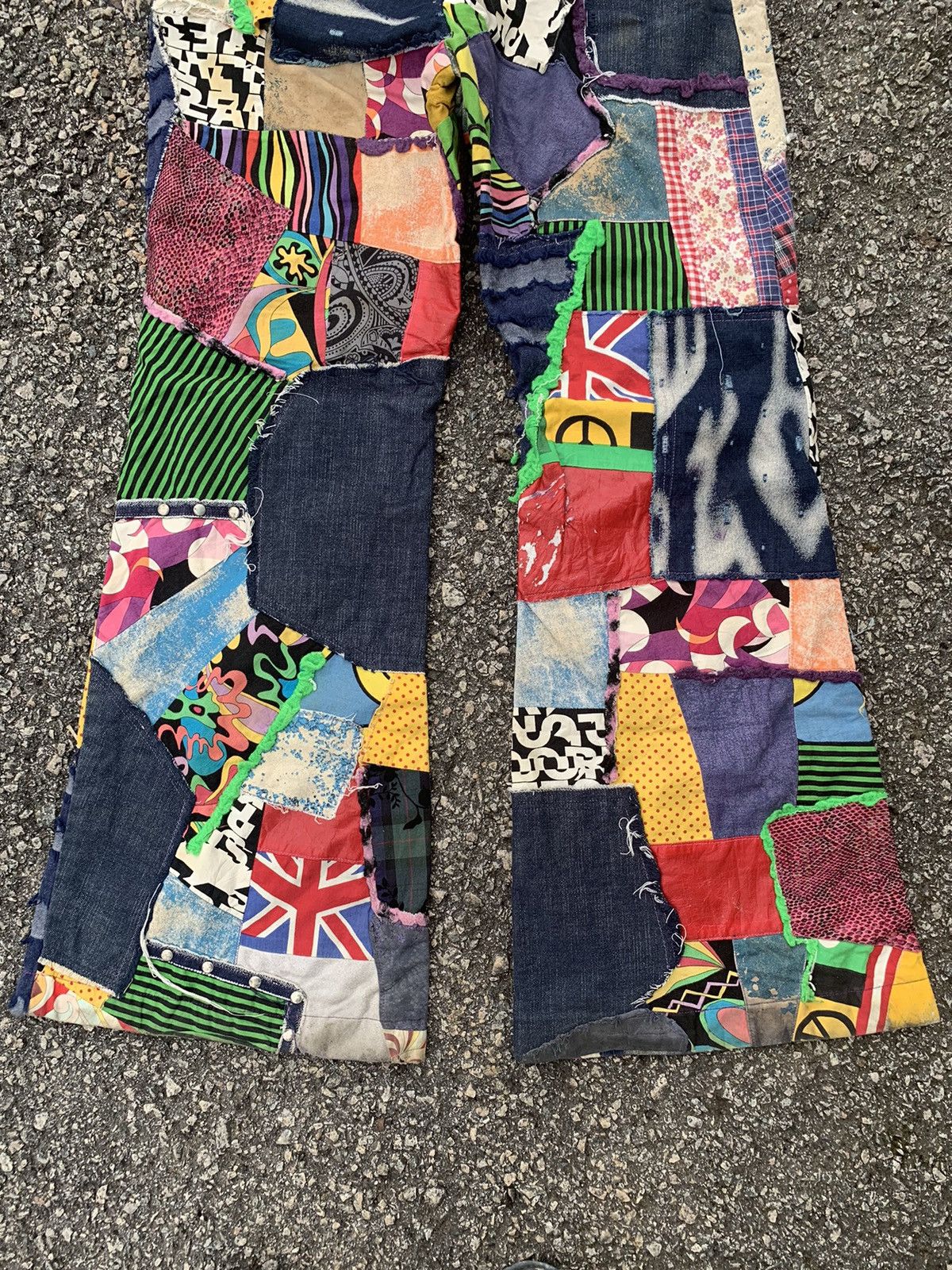 If Six Was Nine × Japanese Brand FLARE PATCHWORK HANDMADE HIPPIES STYLE REWORK INSANE PANTS🌈 Size US 32 / EU 48 - 13 Thumbnail
