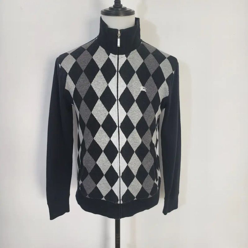 Burberry Burberry Black Checkered Long Sleeve Cardigan for Men Size US S / EU 44-46 / 1 - 1 Thumbnail