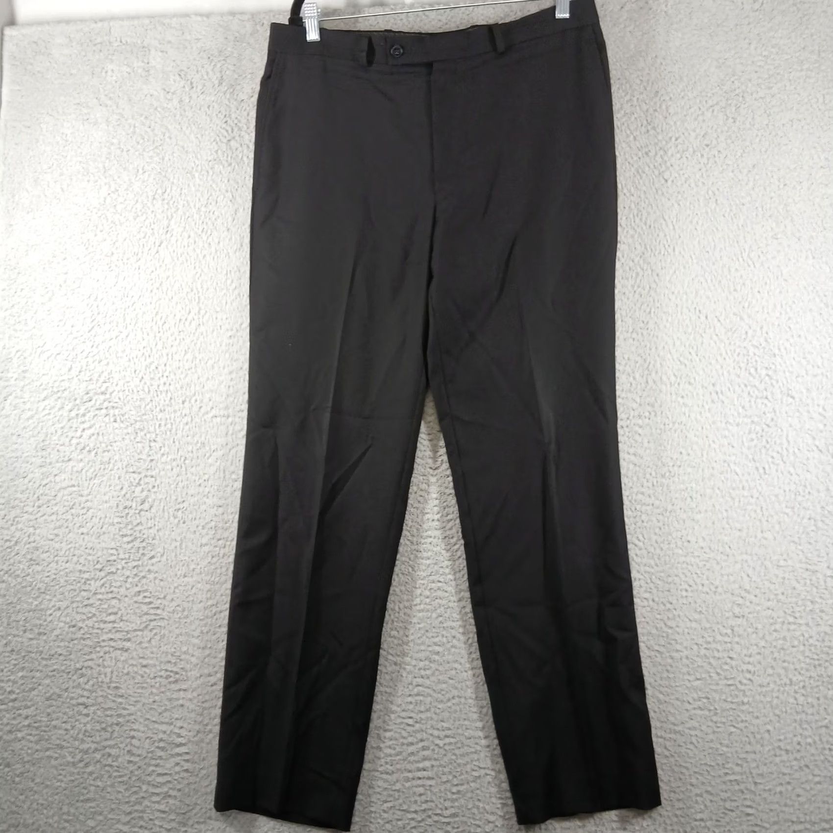 Calvin Klein Calvin Klein Dress Pants Slim Fit 100% Wool Flat Front 34x32 Black Size US 34 / EU 50 - 2 Thumbnail
