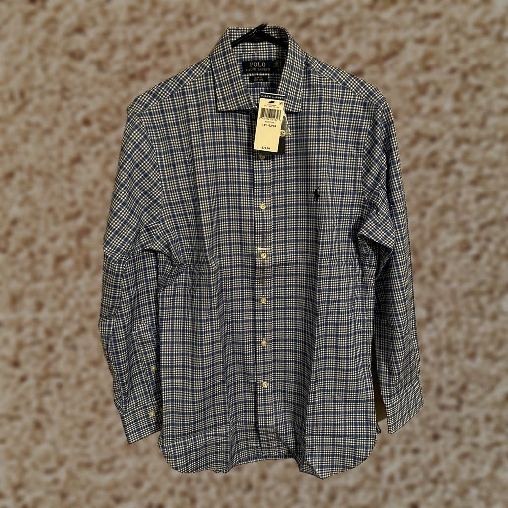Polo Ralph Lauren Polo Ralph Lauren Slim Fit Easy Care Button Up Shirt Men's 15.5 32/33 Blue Plaid L/S Size US L / EU 52-54 / 3 - 1 Thumbnail