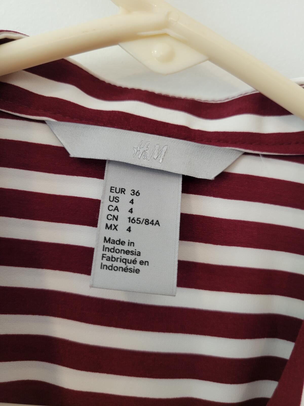 H&M Women's H&M Burgundy and White Striped Long Sleeve Shirt Size S / US 4 / IT 40 - 3 Thumbnail