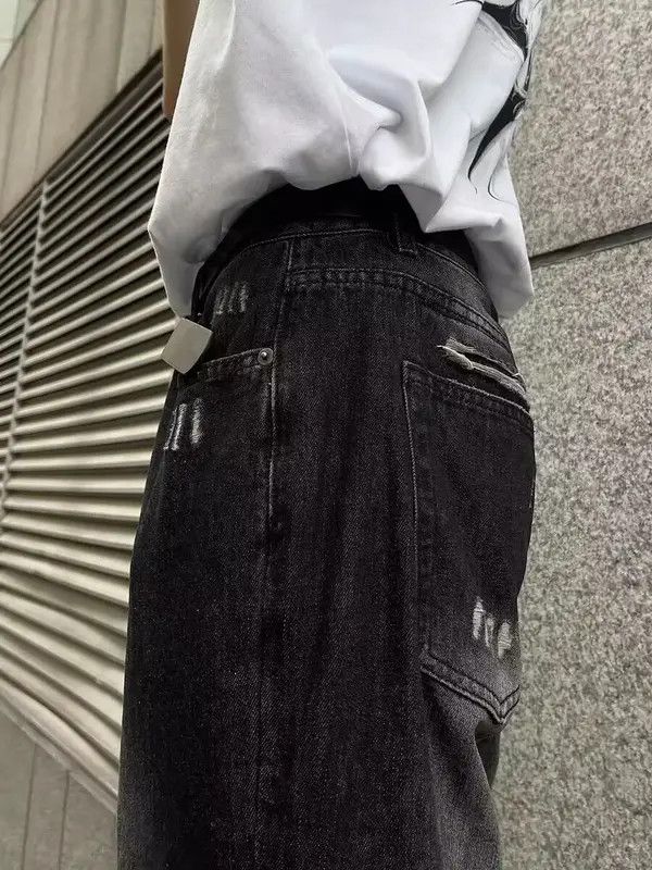 Jean Street ripped corrugated Y2K pleated micro-flared jeans Size US 30 / EU 46 - 4 Thumbnail