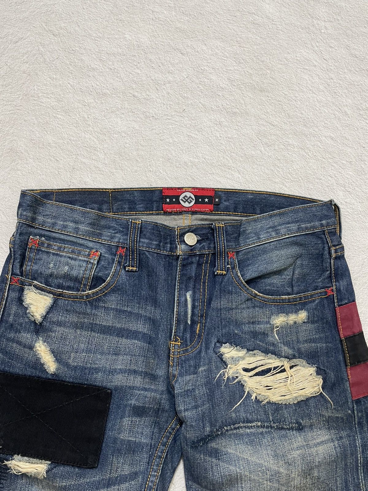 Japanese Brand 00s Kapital Heavy Distressed Patchwork Denim Grunge if6 LGB Size US 30 / EU 46 - 5 Thumbnail