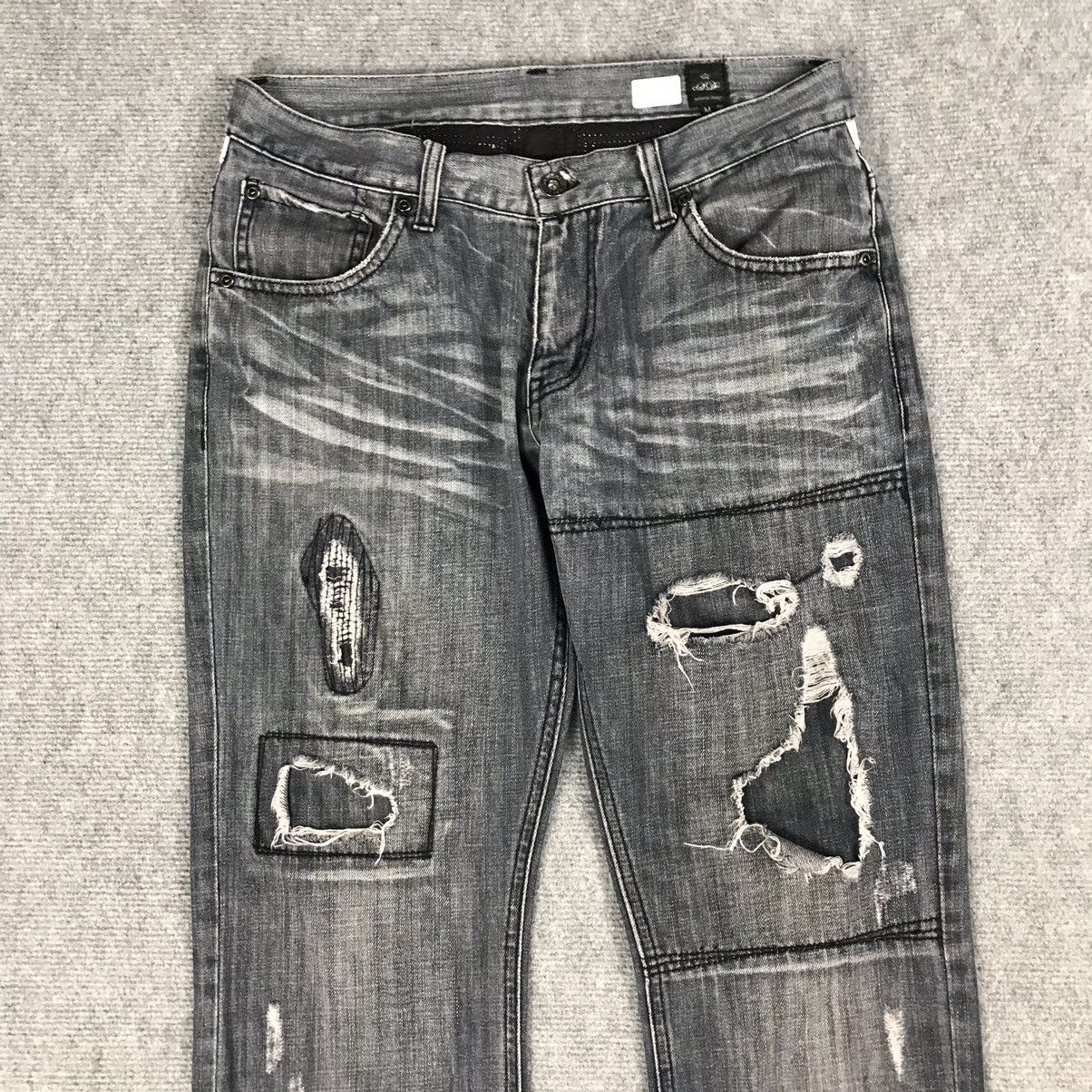If Six Was Nine × Japanese Brand SEMANTICDESIGN RIPPED DISTRESSED BLACK FADED DENIM PANTS Size US 30 / EU 46 - 2 Thumbnail