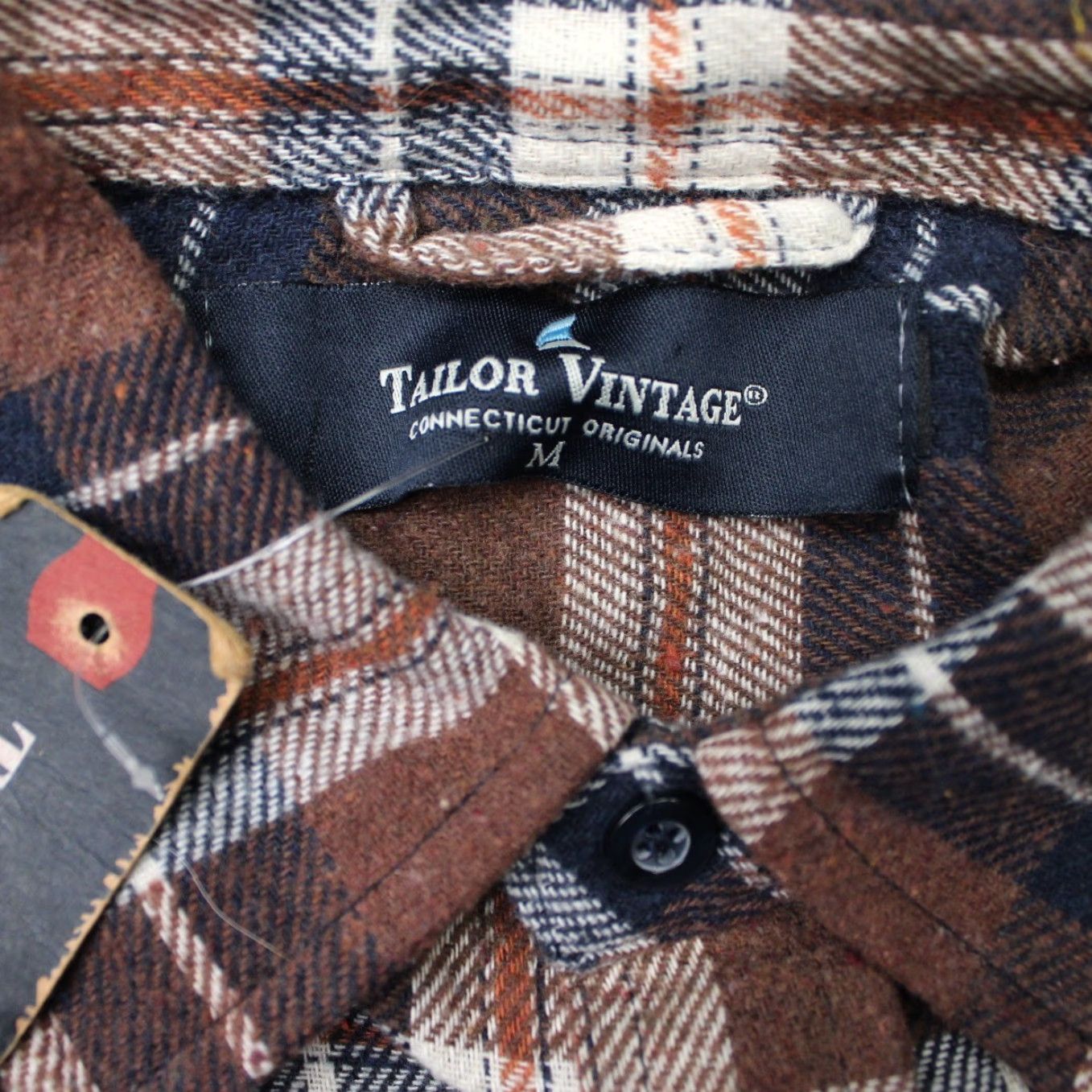 Vintage Tailor Vintage Shirt Mens Medium Brown/Blue Plaid Flannel Button-Up Long Sleeve NWT Casual Workwear Size US M / EU 48-50 / 2 - 5 Thumbnail