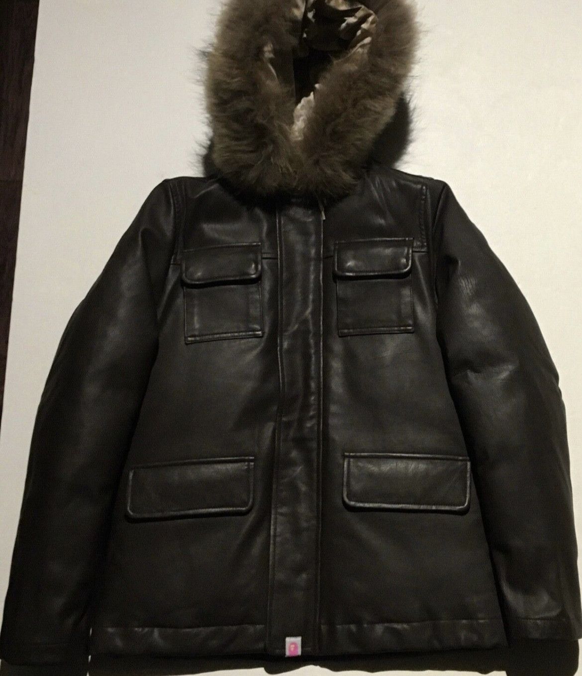 image of Bape Leather Heavy Coat in Brown, Women's (Size Small)