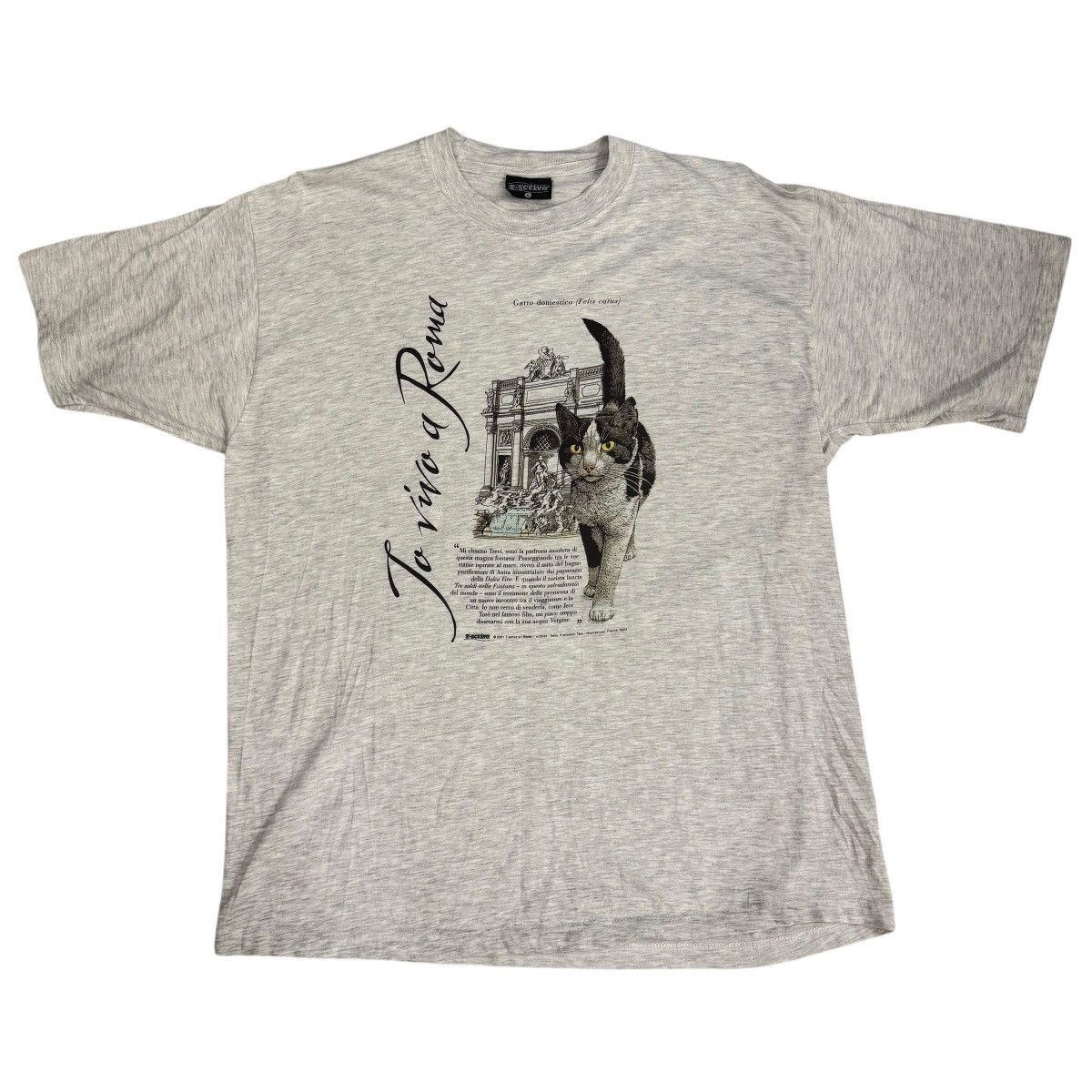 Vintage Vintage Io Vivo A Roma T Short Cat's Print Men's Size L Grey Size US L / EU 52-54 / 3 - 1 Thumbnail