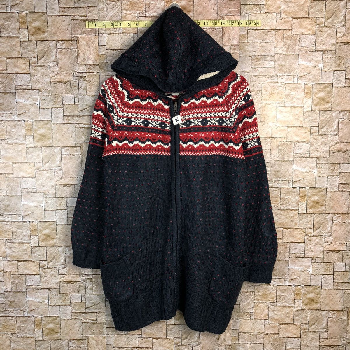 Homespun Knitwear × Japanese Brand Putietal art Dark Blue Hoodie knitwear #A270 Size L / US 10 / IT 46 - 1 Thumbnail